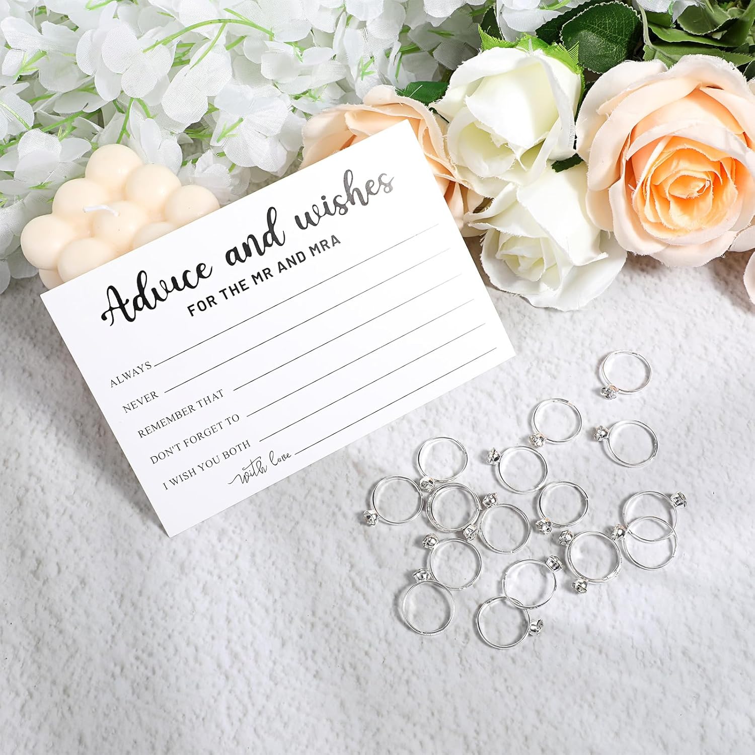 36 Packs Fake Diamond Rings for Bridal Shower Decorations