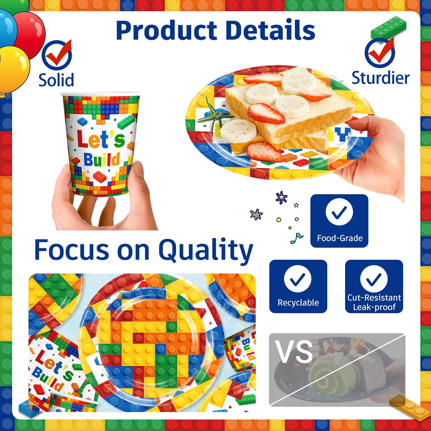Yingoto Building Block Party Supplies 198-Piece Set
