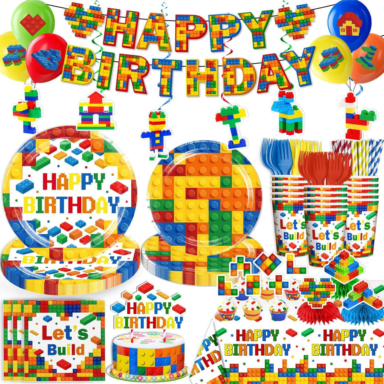 Yingoto Building Block Party Supplies 198-Piece Set