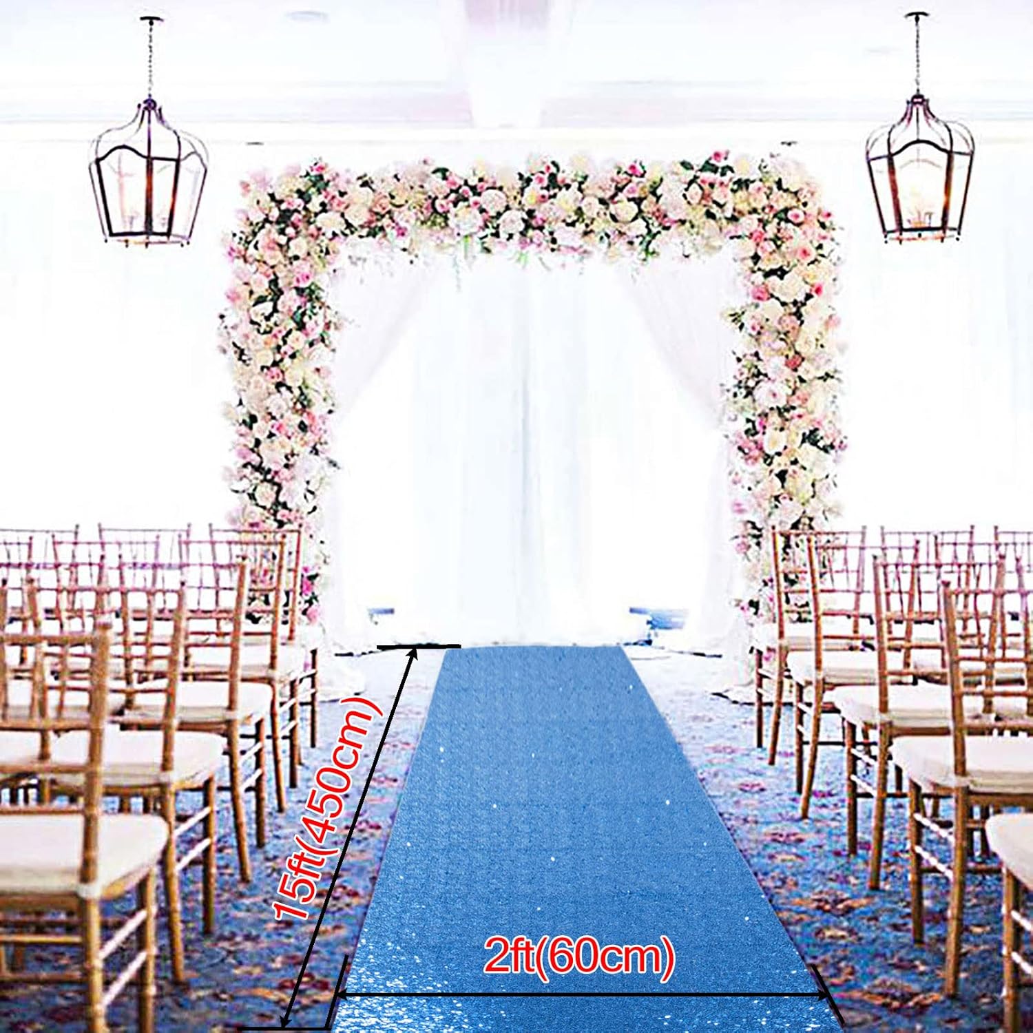 DUOBAO Baby Blue Sequin Aisle Runner for Weddings