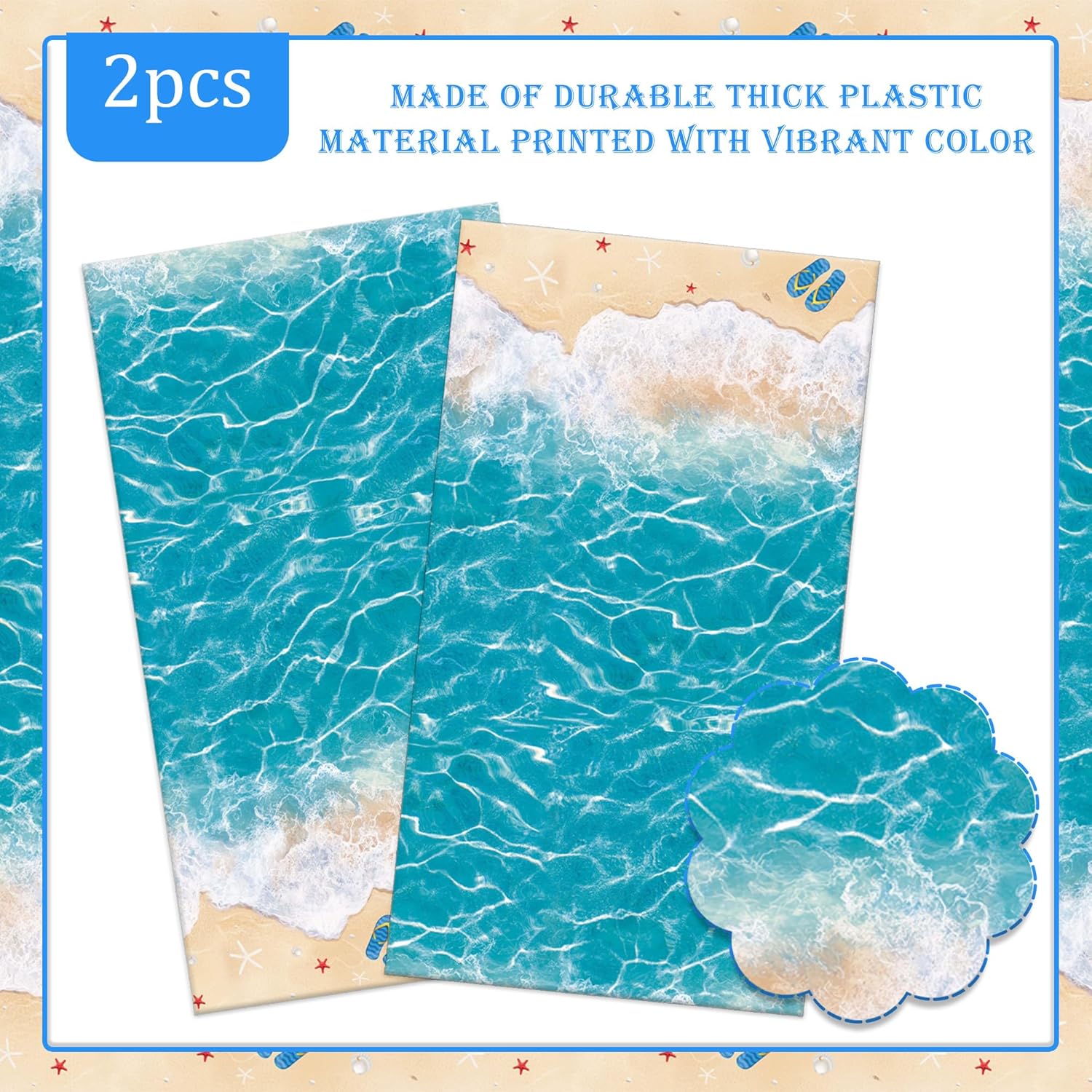 Beach Party Tablecloth Set 2PCS Ocean Waves Pool Party Decorations