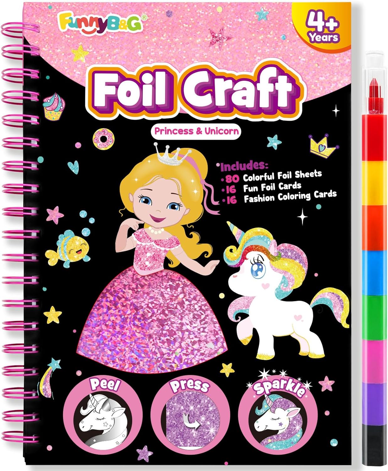 FUNNYBG Foil Art Craft Kit for Kids - Princess Design