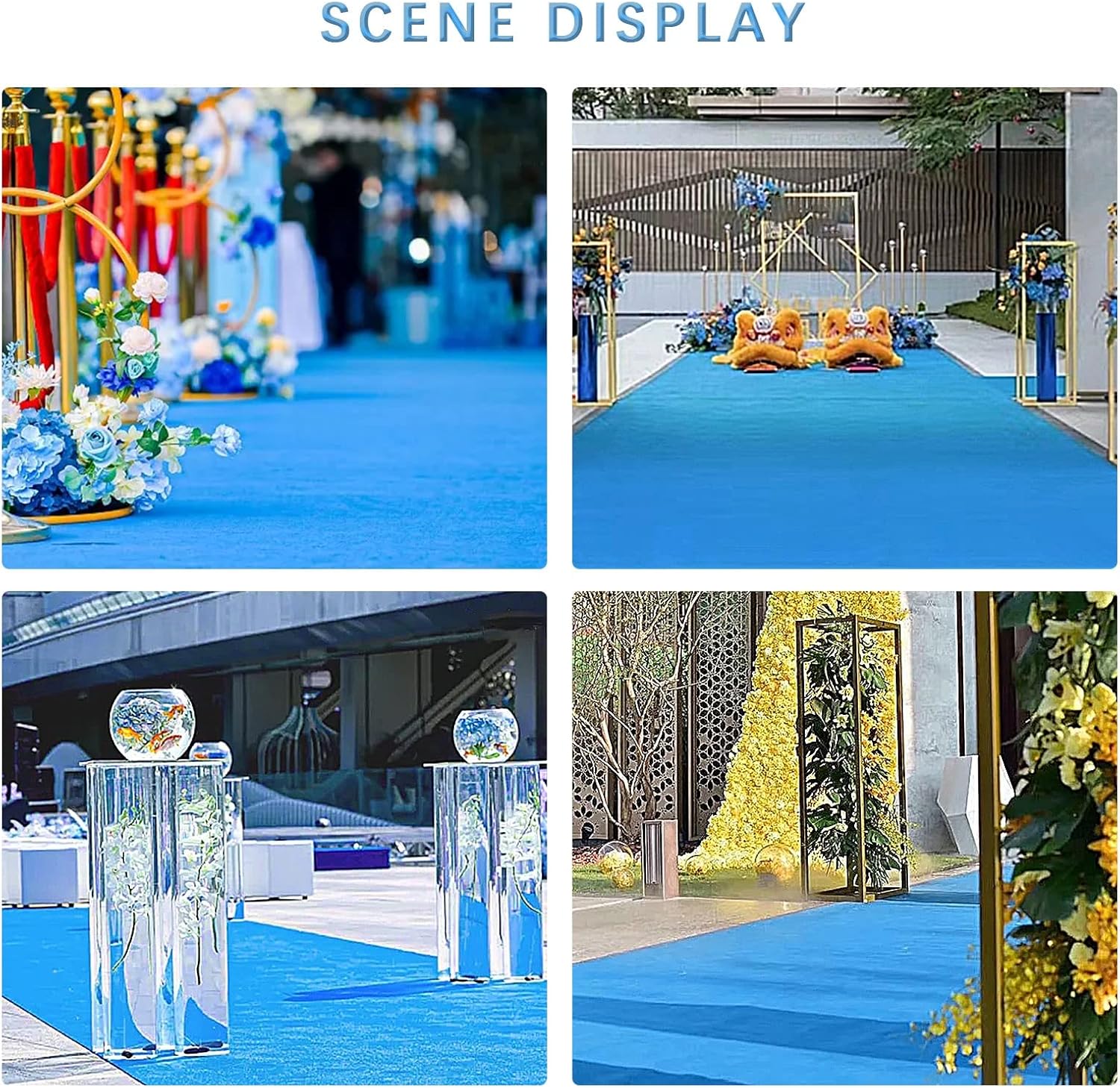 Blue Romantic Wedding Aisle Rug 15x30m Non-Slip Carpet Roll