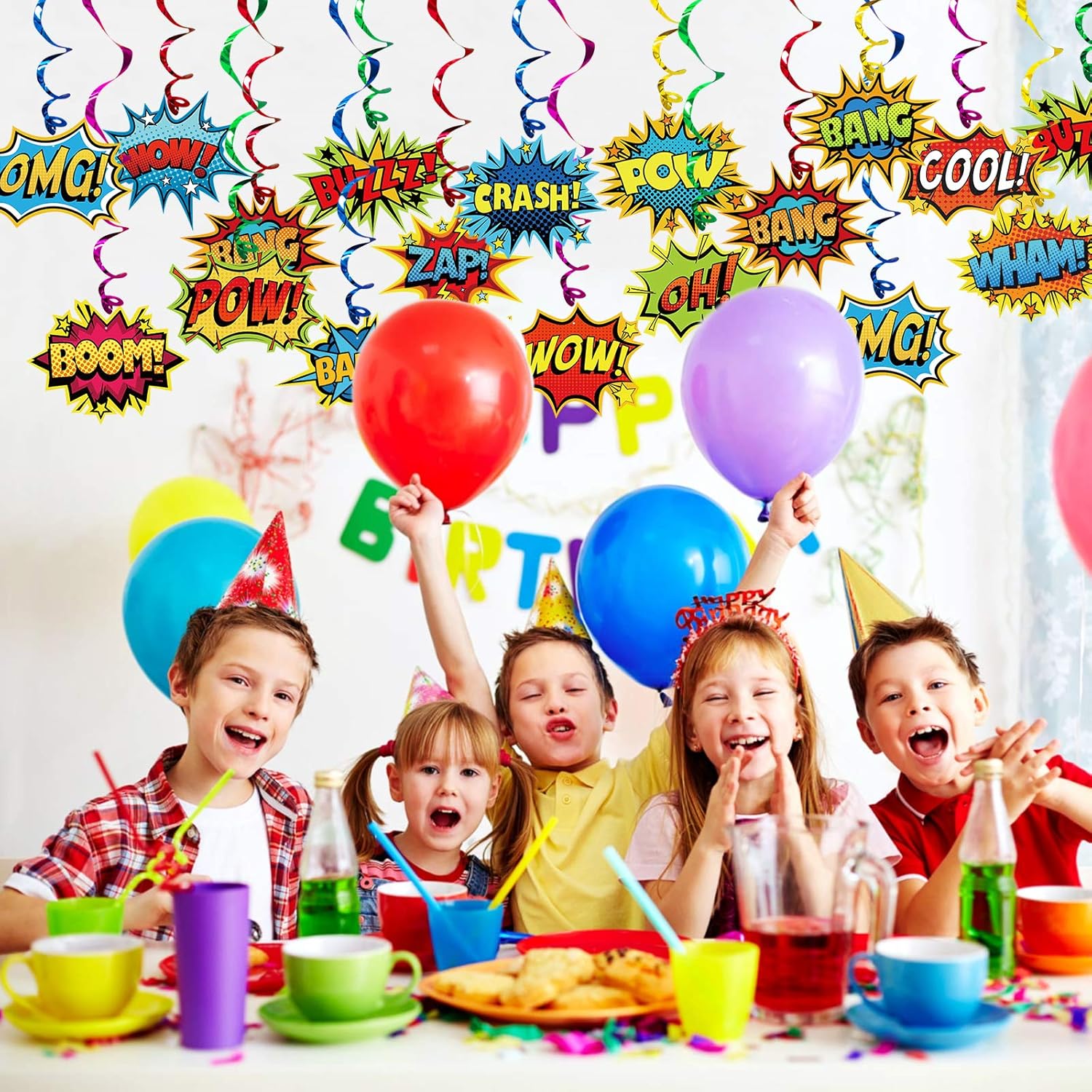 Superhero Party Decor Foil Swirls 30 Pack