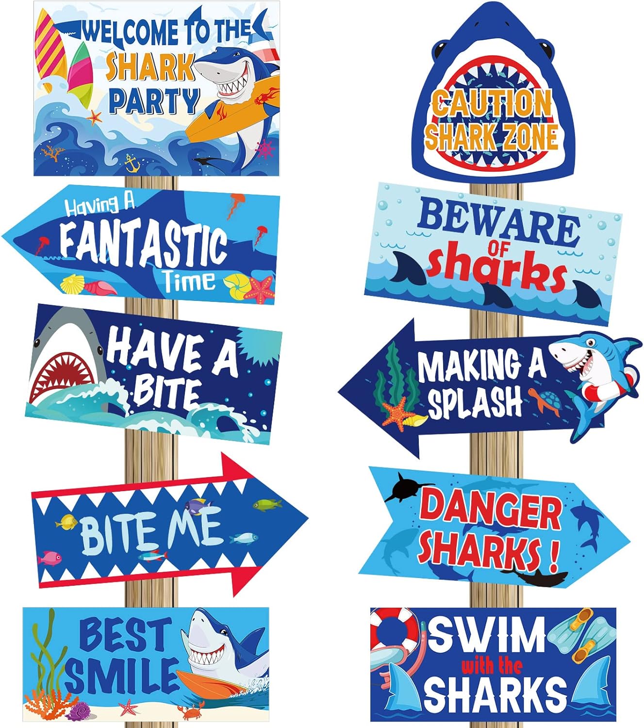 20 Pieces Shark Party Decorations Welcome Signs