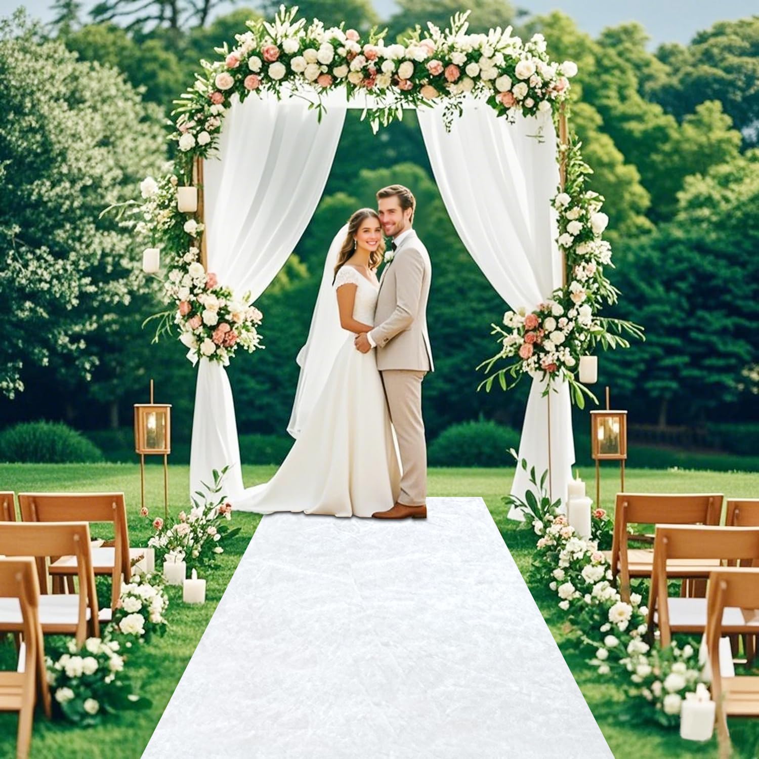 White Velvet Wedding Aisle Runner 5FTx15FT Runway Carpet for Events