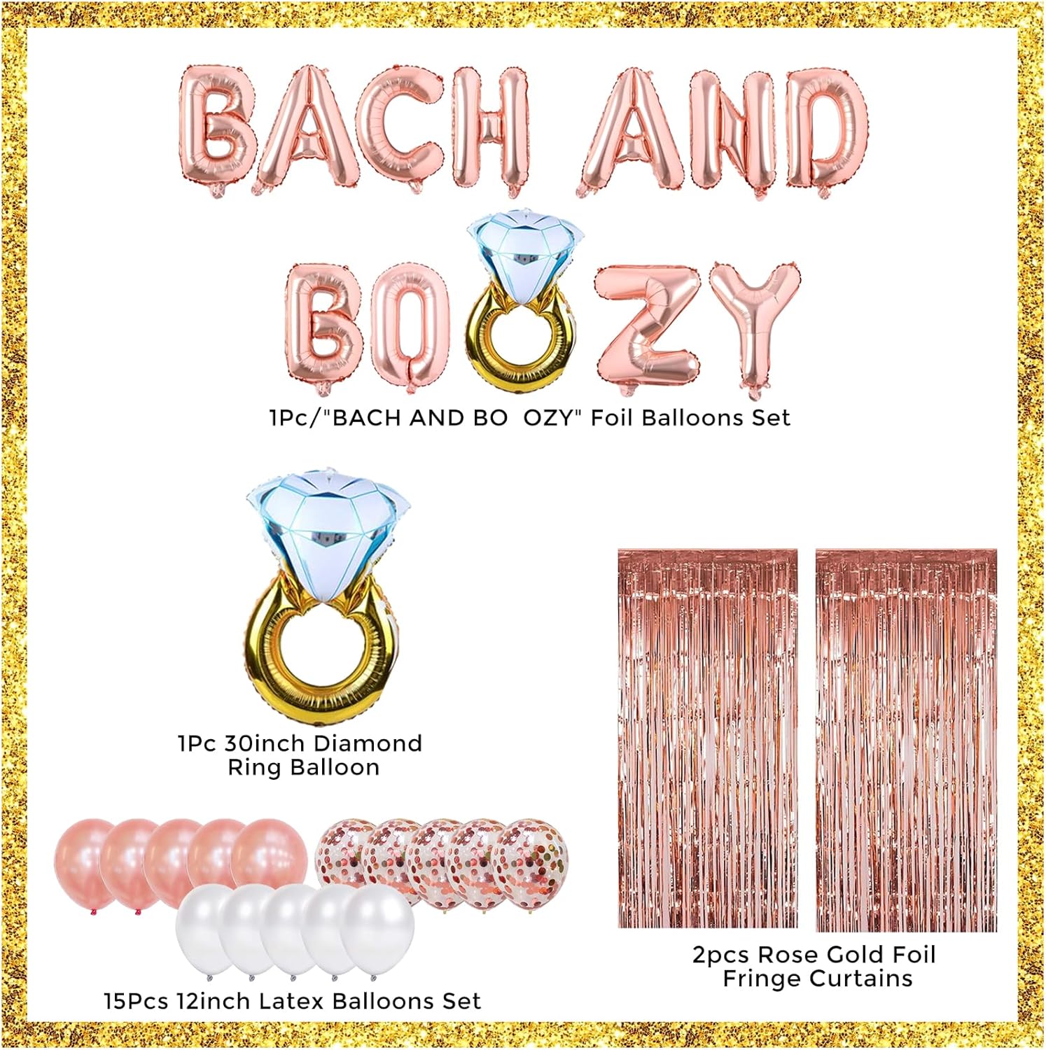Bachelorette Party Decorations Rose Gold Balloons Kit