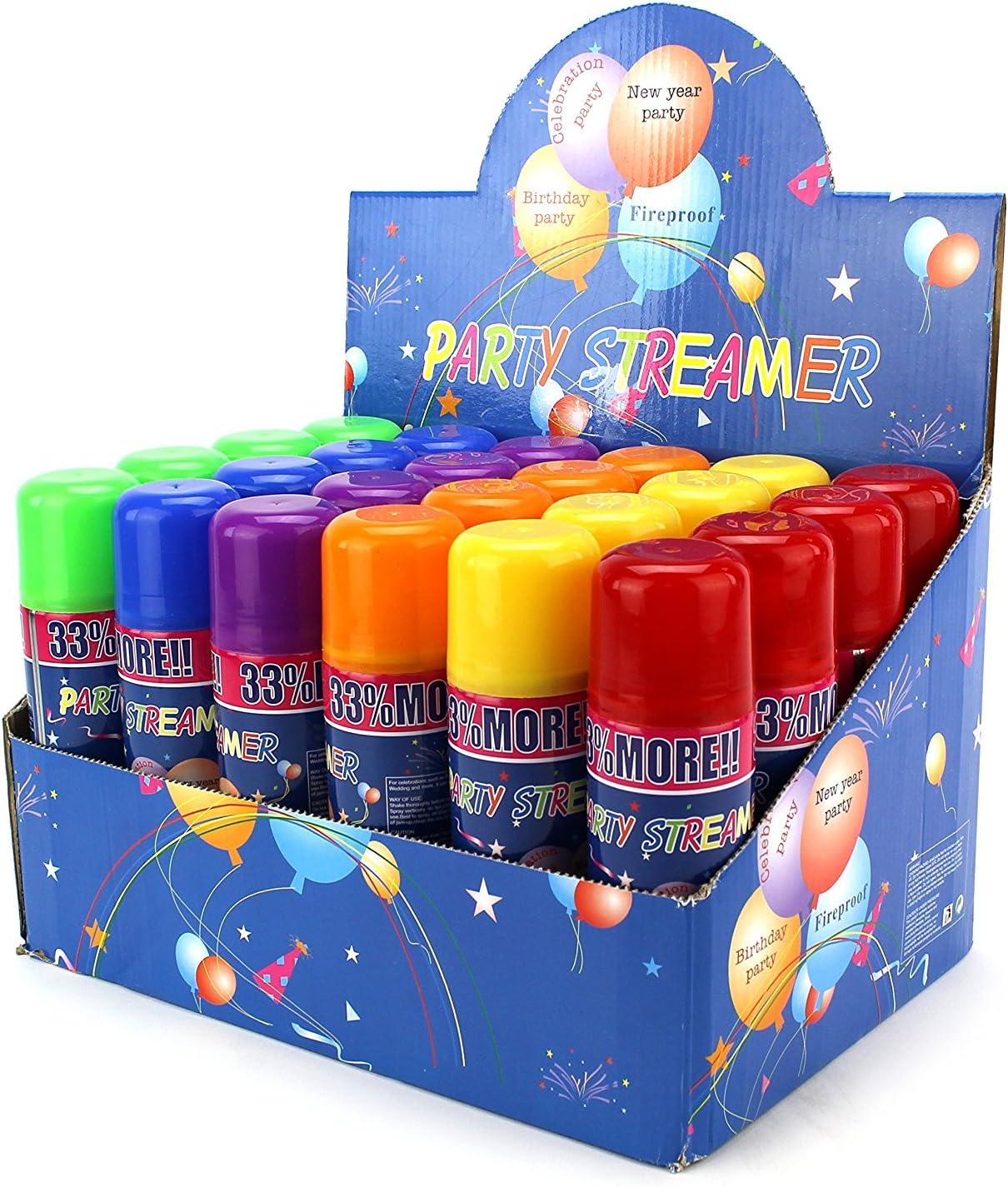 24 Pack Party Streamer Spray String Can for Kids Events