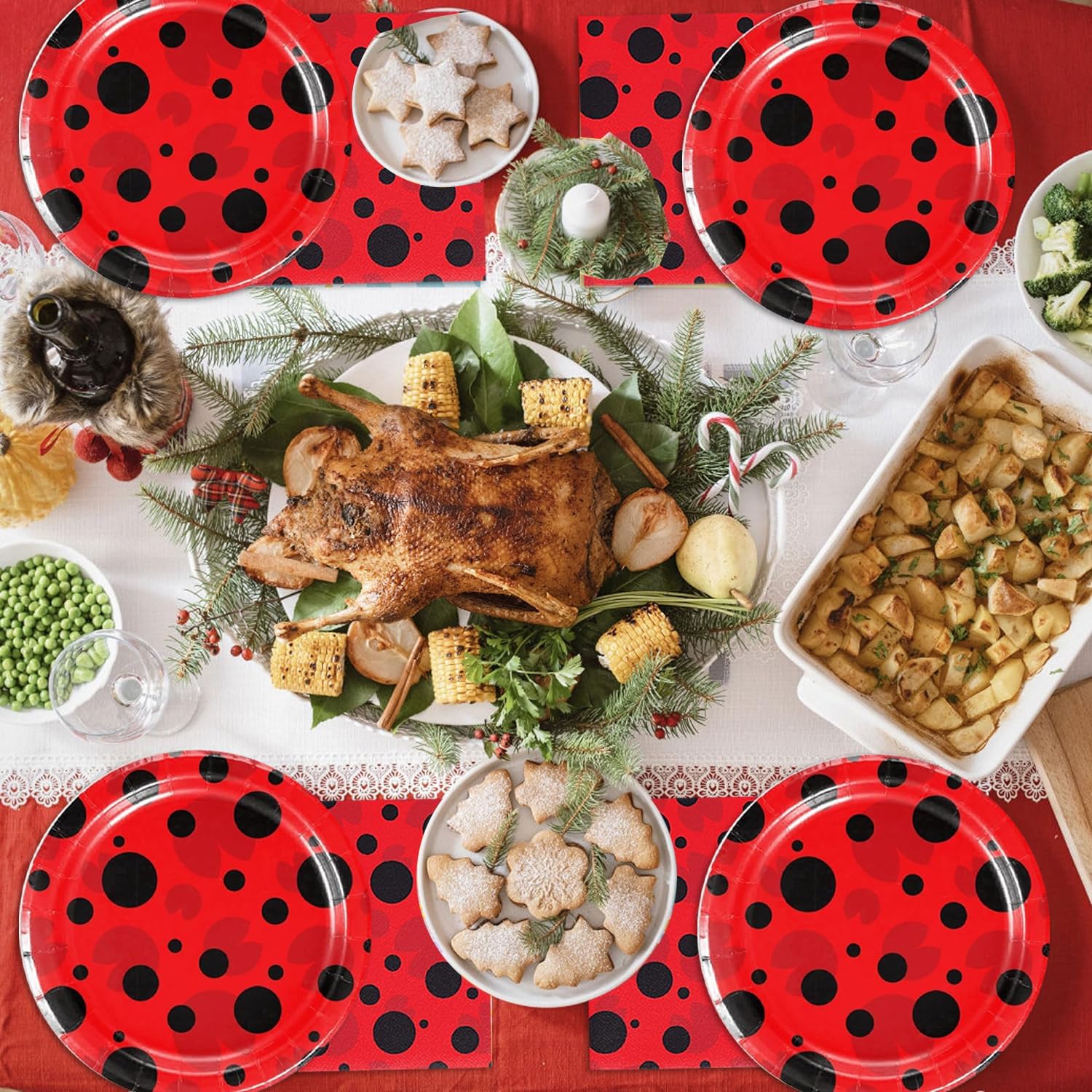 40 Pcs Ladybug Plates Napkins Birthday Party Supplies for 20 Guests