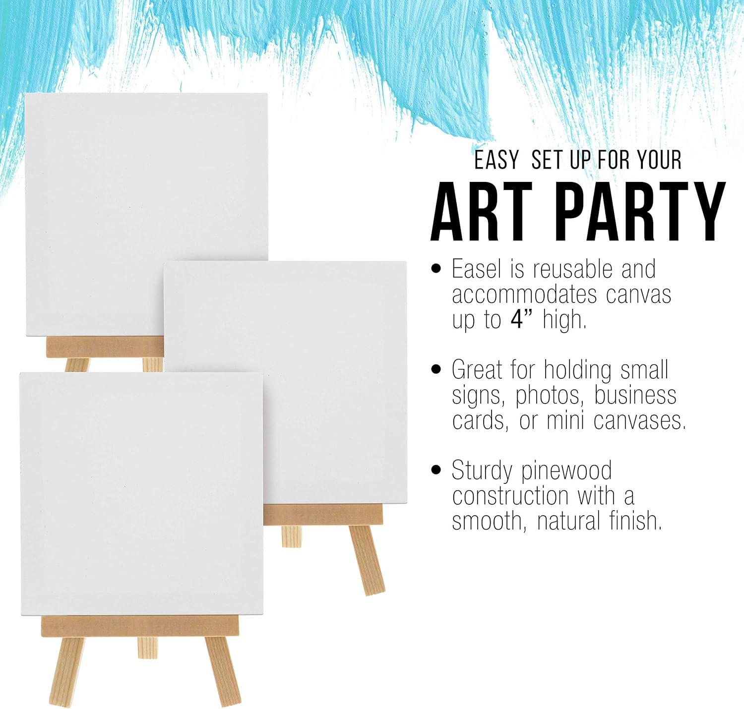US Art Supply 3x3 Stretched Canvas with 5 Inch Mini Easel Kit 12 Pack