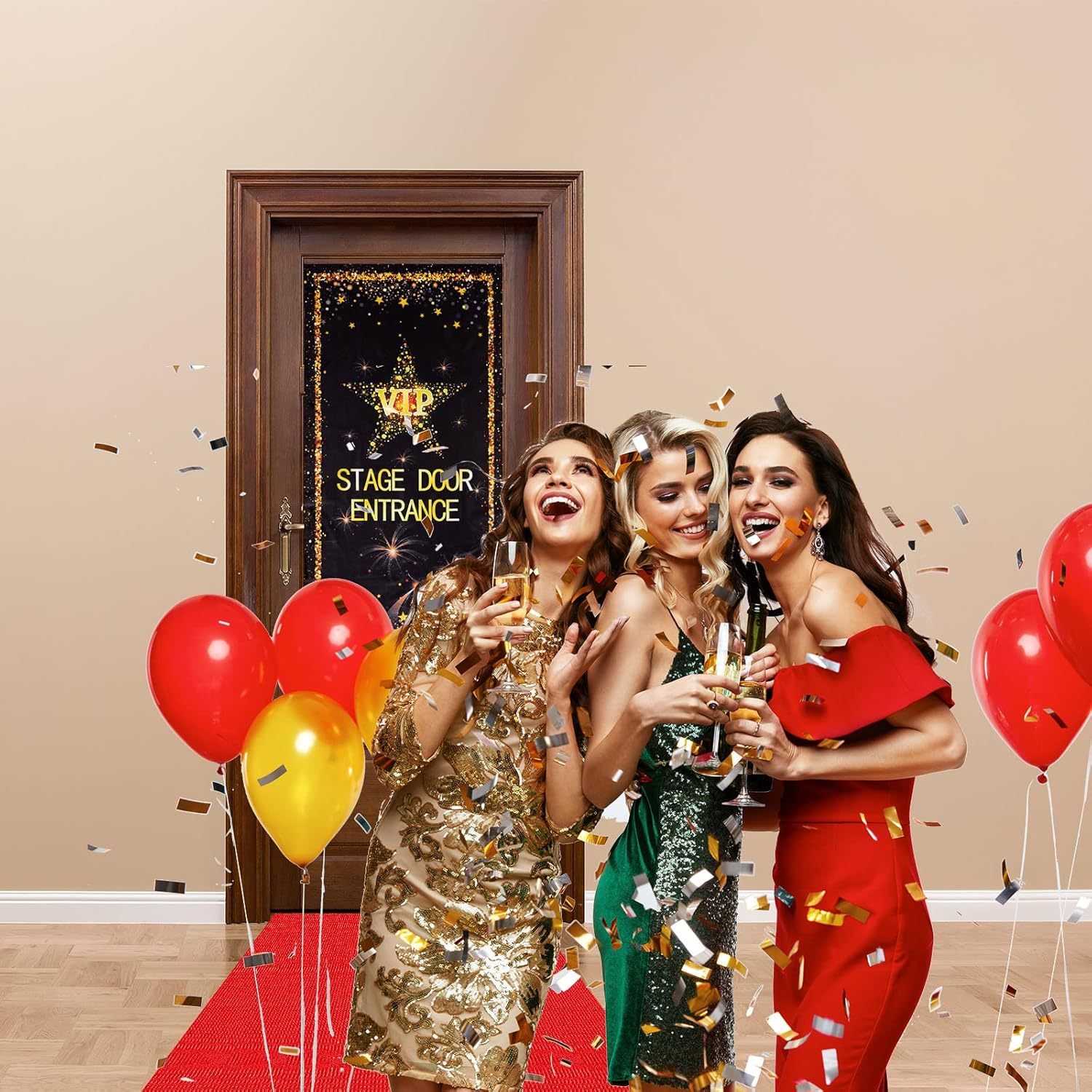 Timtin Red Carpet Runner 26 x 15 ft Not Slip Aisle Decor