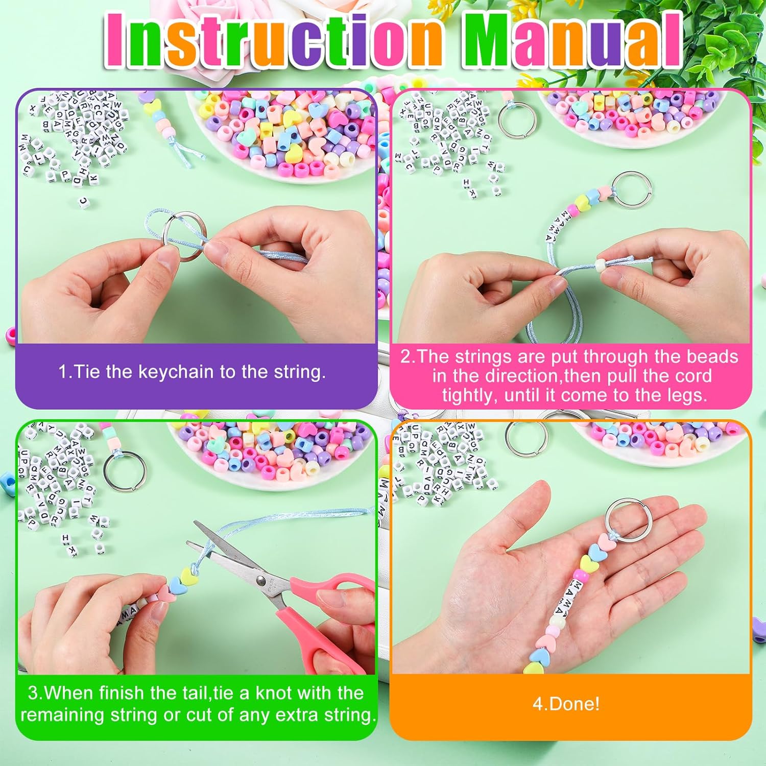 Landical 564 Pcs DIY Bead Keychain Kit