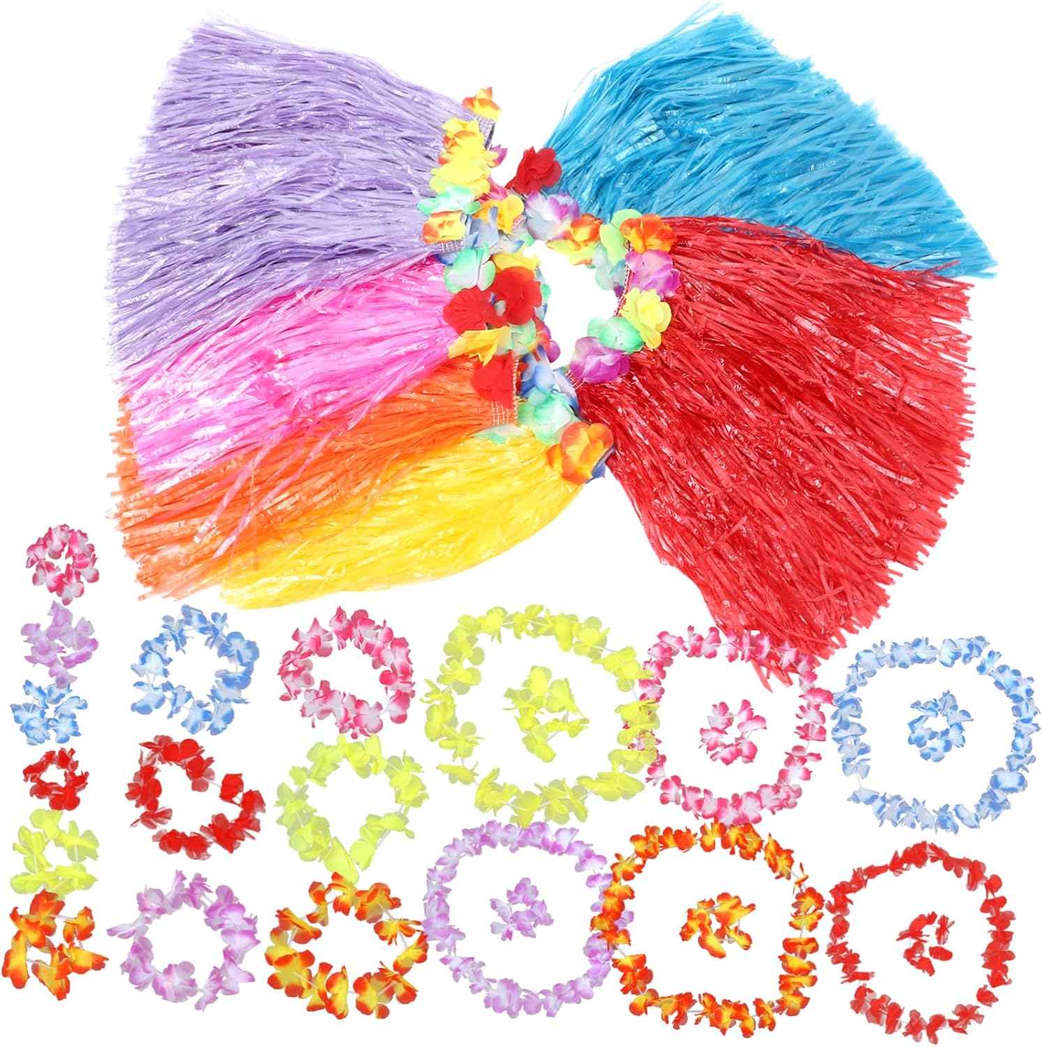 Zerodeko Hawaiian Luau Party Skirt Set for Adults