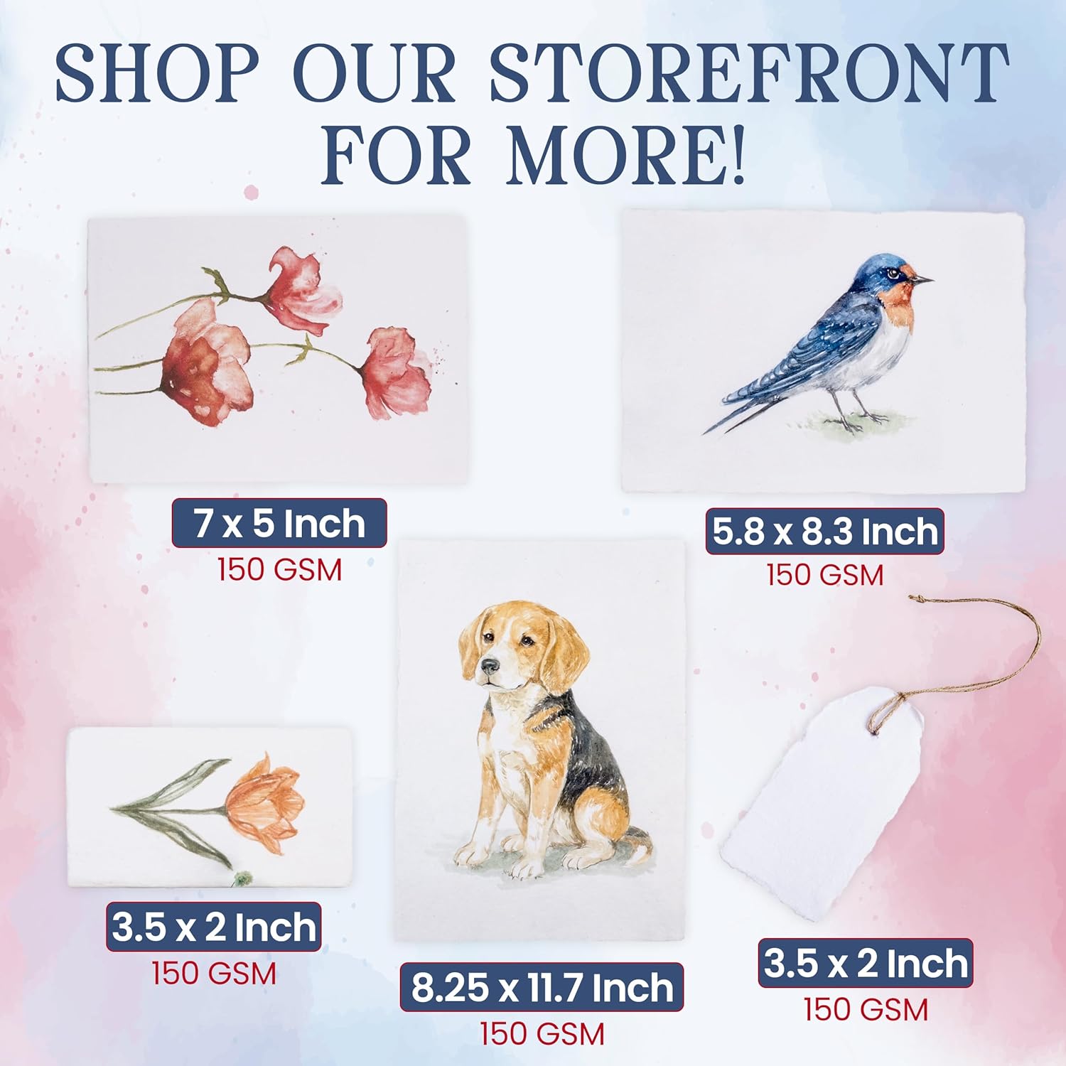 Wanderings Handmade Deckle Edge Paper - 25-Pack - 35 x 2 - 150 GSM - Textured Cotton