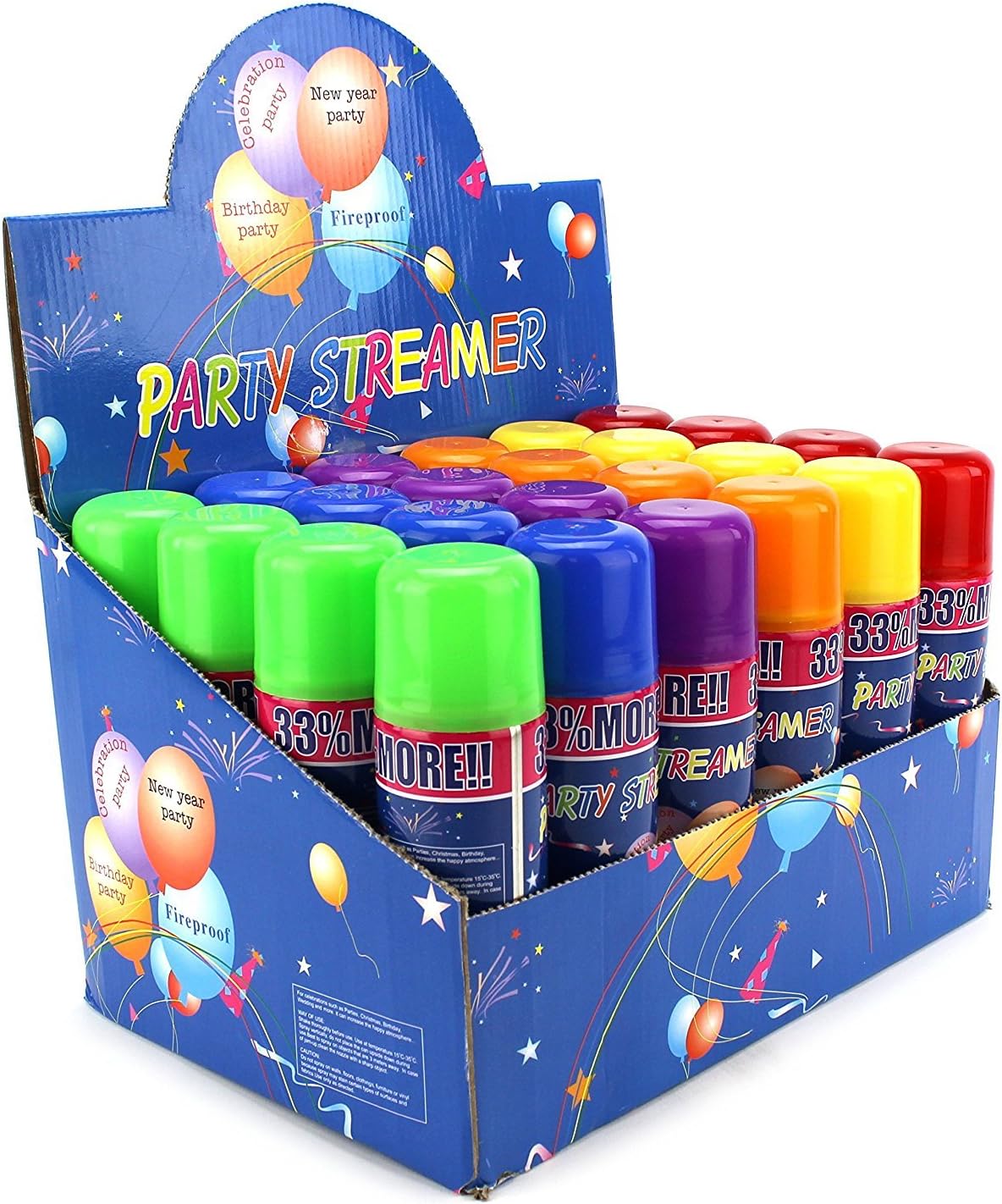 24 Pack Party Streamer Spray String Can for Kids Events