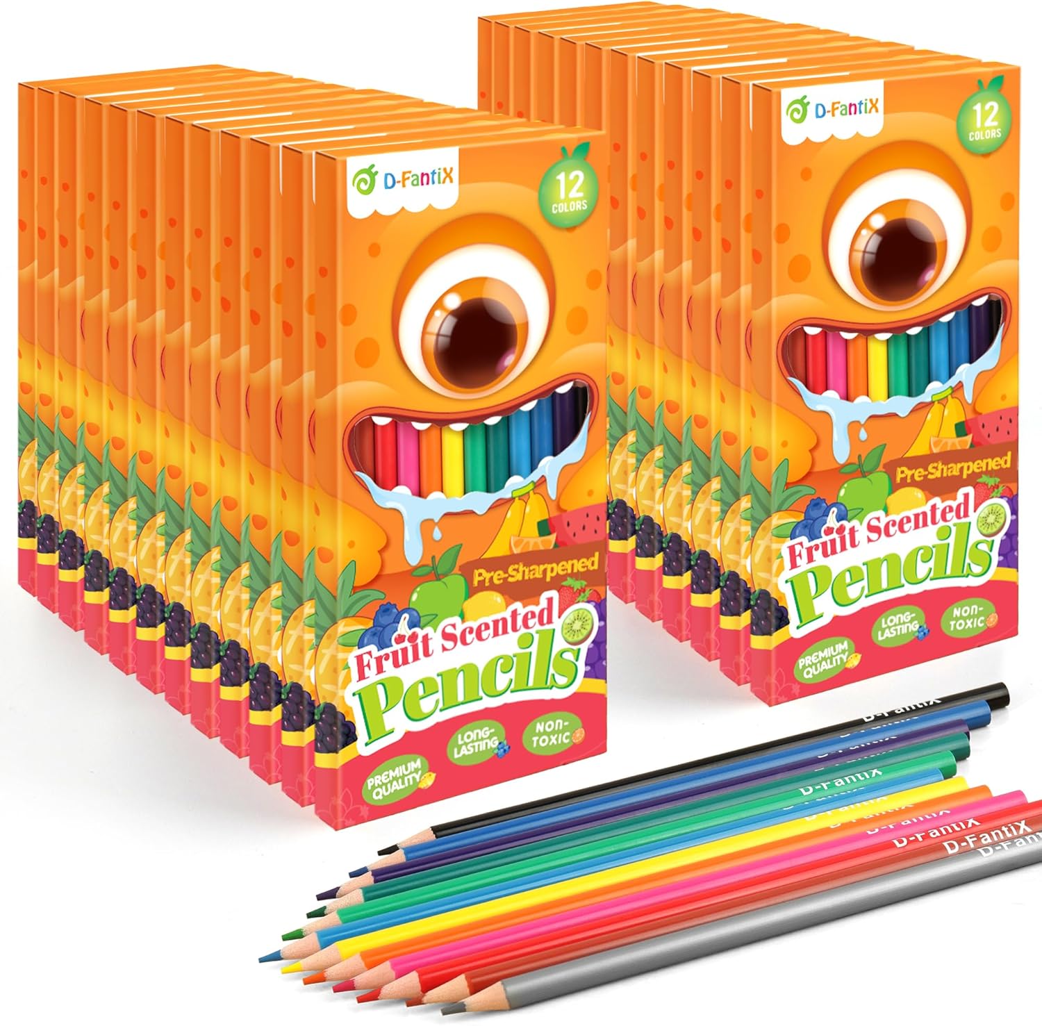 D-FantiX 24 Pack Fruit Scented Colored Pencils