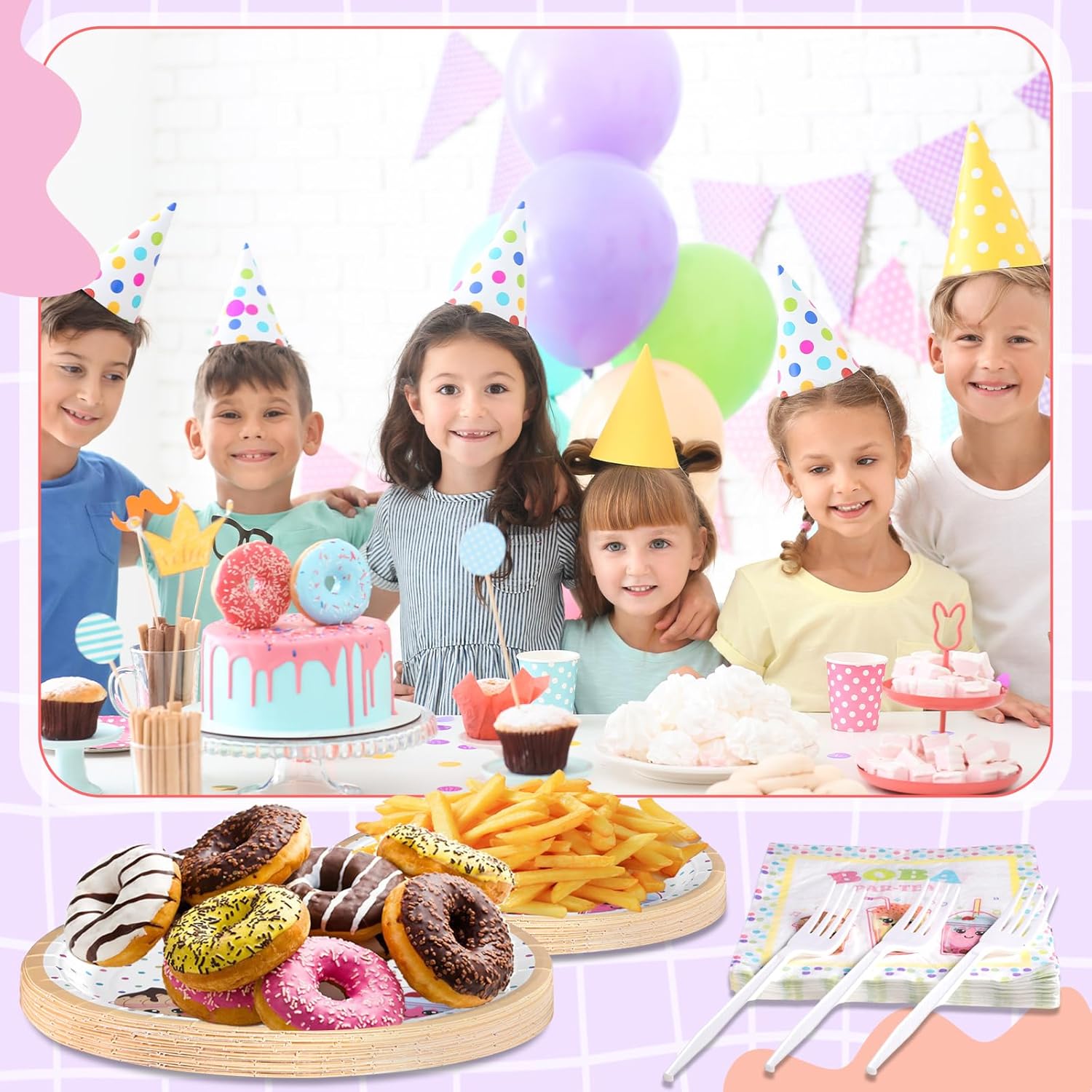 Hoolerry Bubble Tea Party Decorations Set 122 Pcs