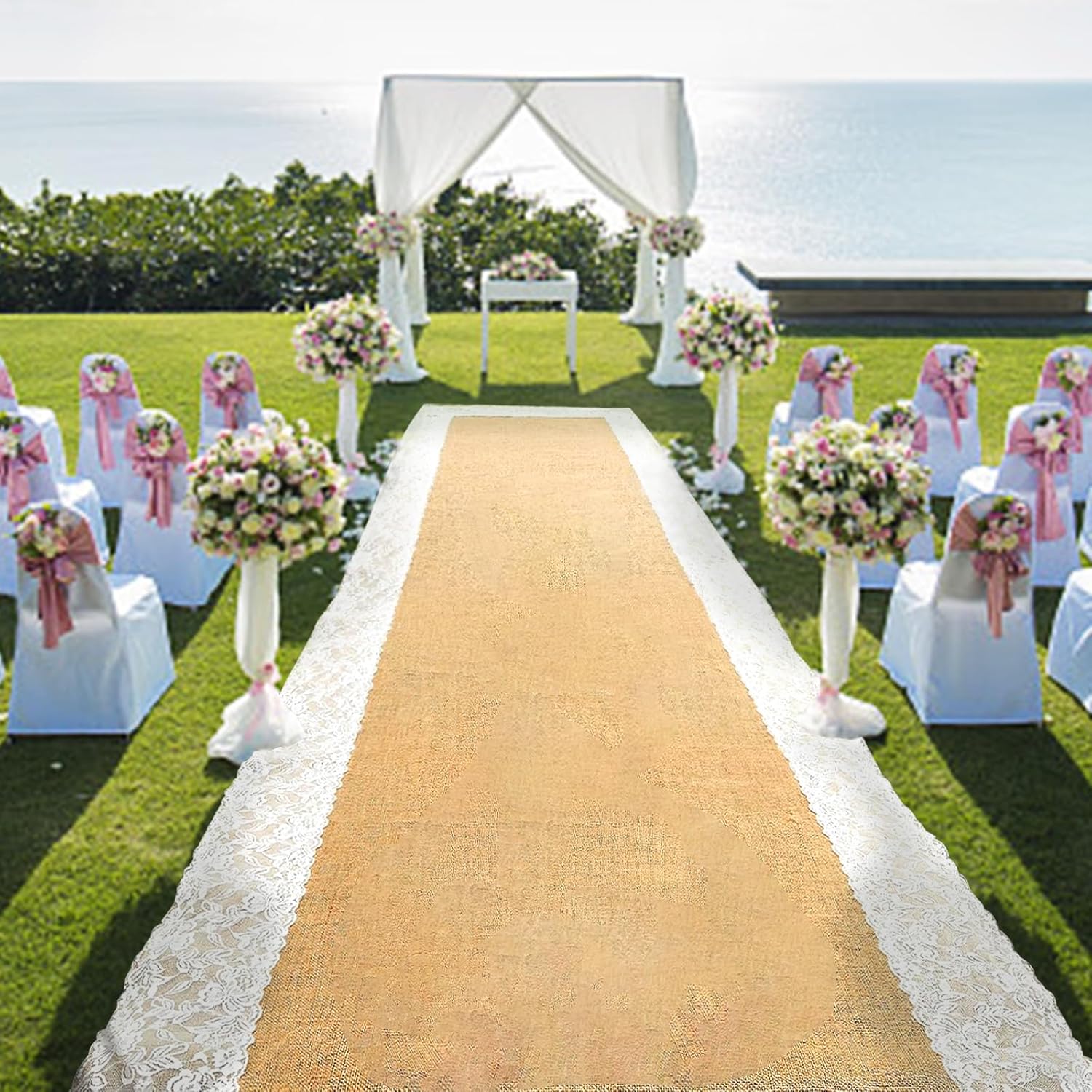 Natural Burlap Wedding Aisle Runner 3ft x 30ft