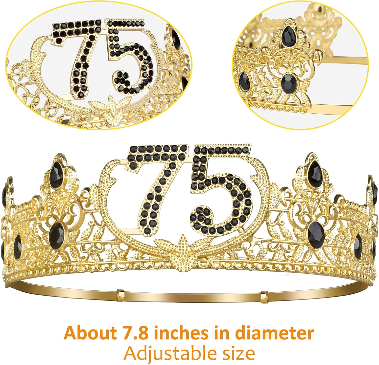 75th Birthday Party Decor for Men with King Crown Sash Balloons Cake Topper Candles