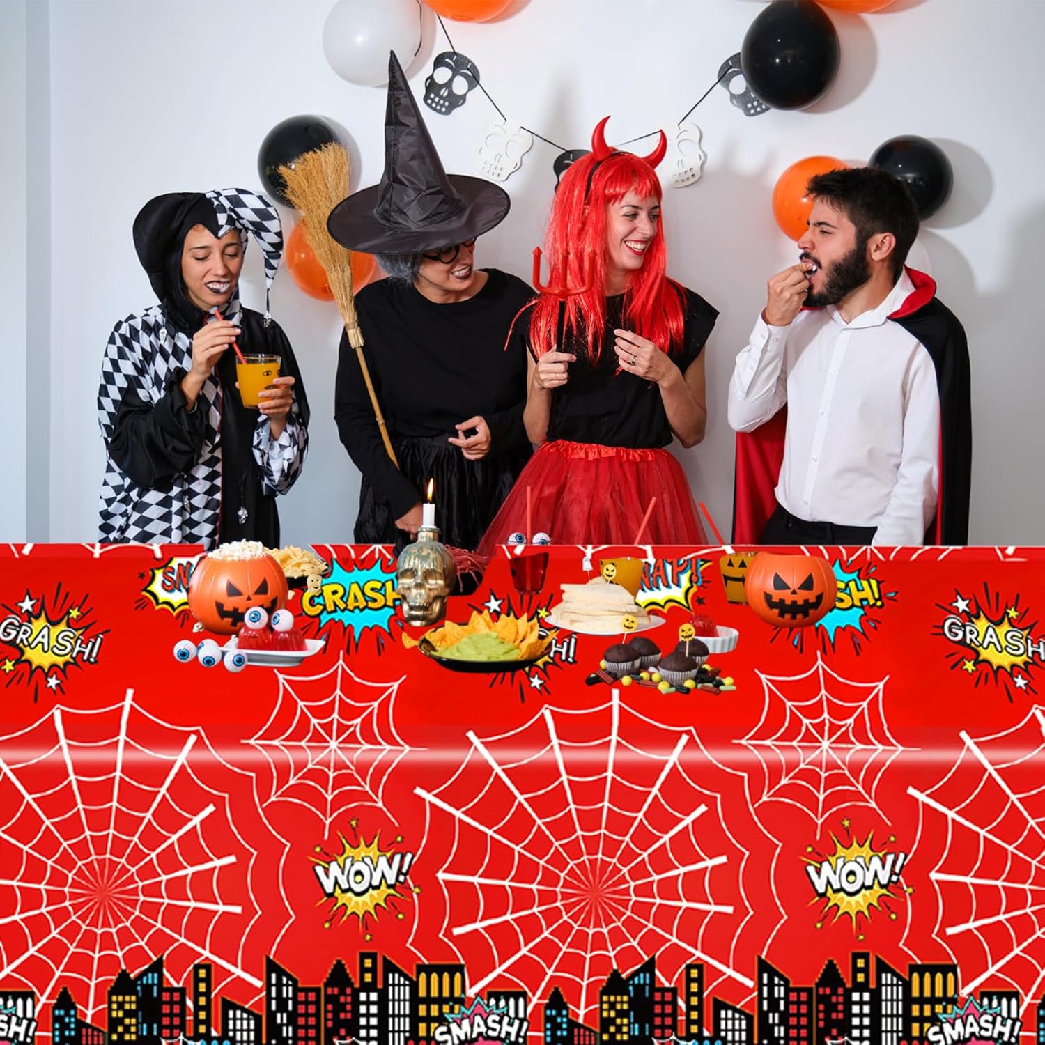 BOXOB 2pcs Spider Theme Party Tablecloth Waterproof Cartoon Table Cover for Boy and Girl