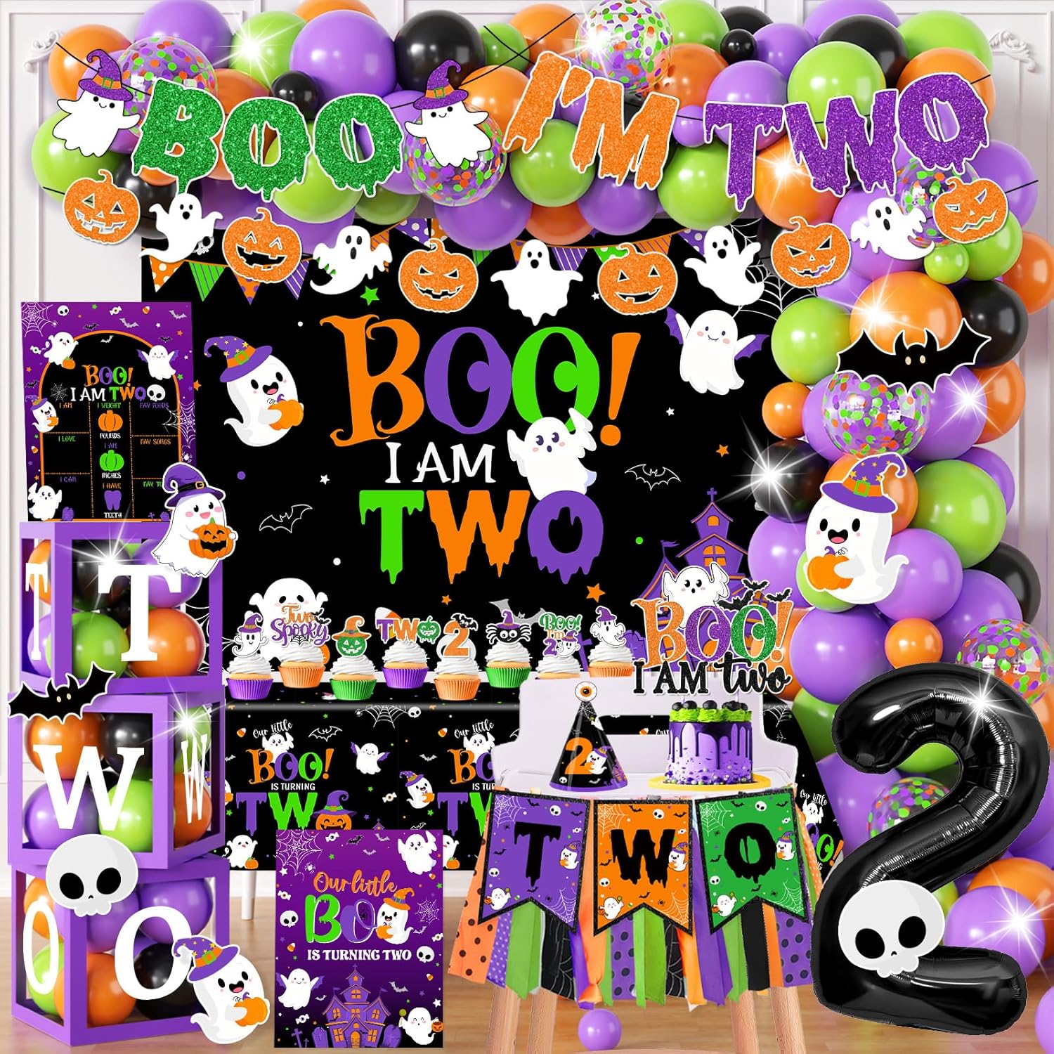 Halloween 2nd Birthday Decorations 164pcs Boo Im Two Party Kit