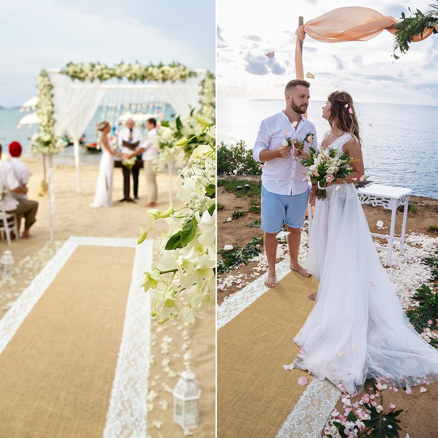 Preboun 3ft x 50ft Natural Burlap Wedding Aisle Runner