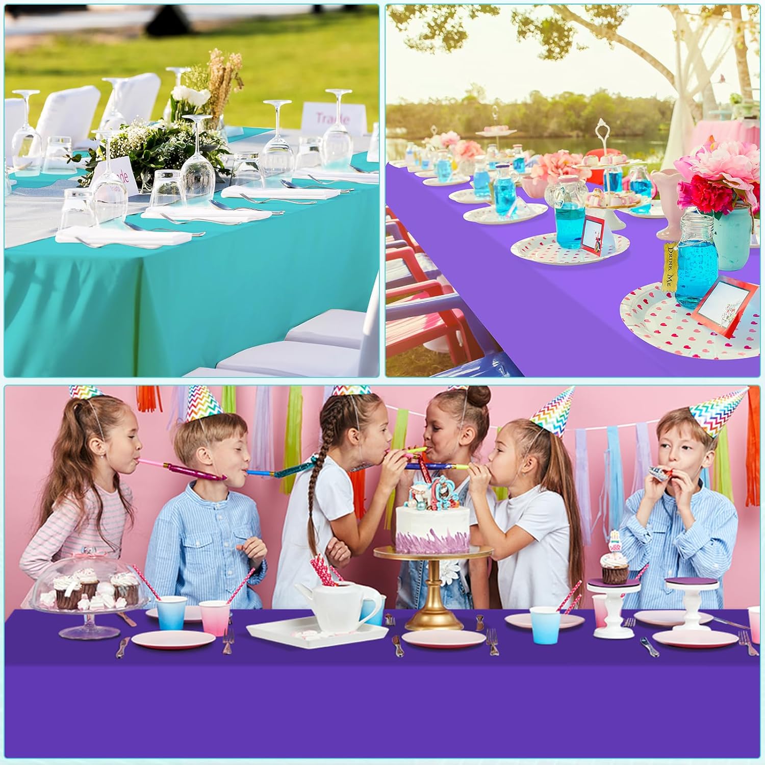 6 Pack Mermaid Tablecloths Blue Purple Princess Decor for Parties