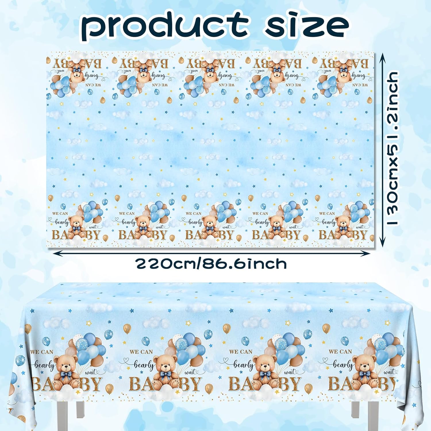 Bear Baby Shower Tablecloth 3 Pack Neutral Decorations