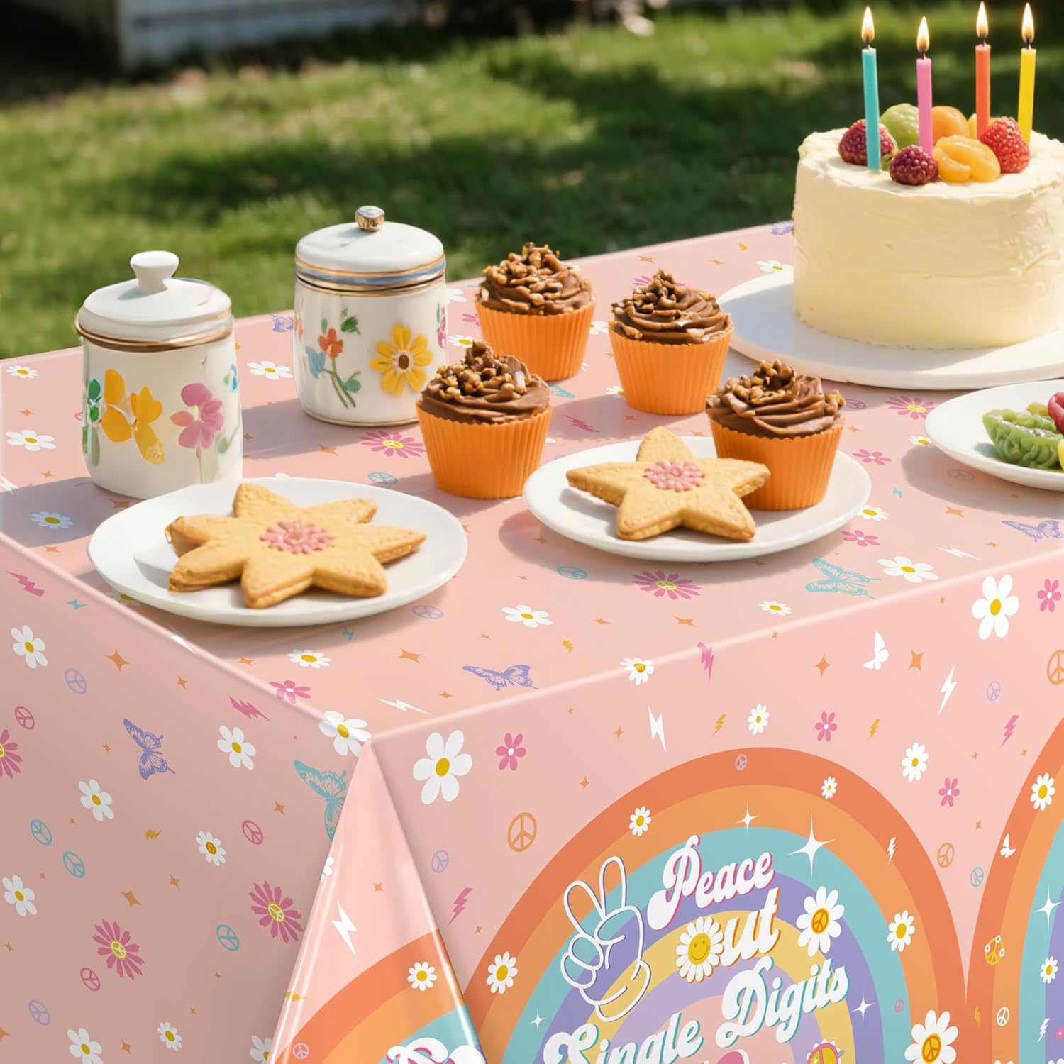 10th Birthday Tablecloths 3-Pack Peace Out Single Digits Decor