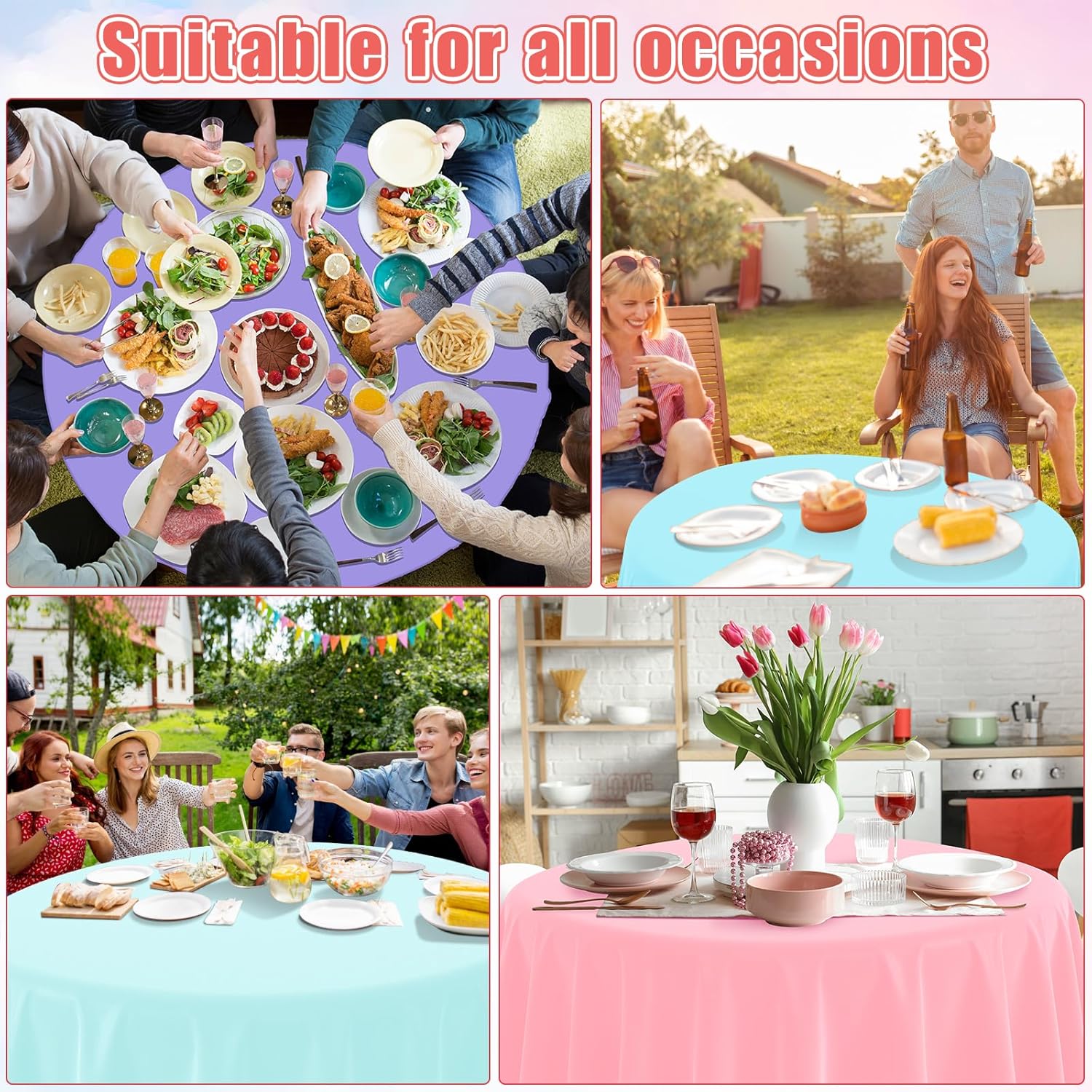 12Pack Pastel Rainbow Plastic Tablecloths for Parties