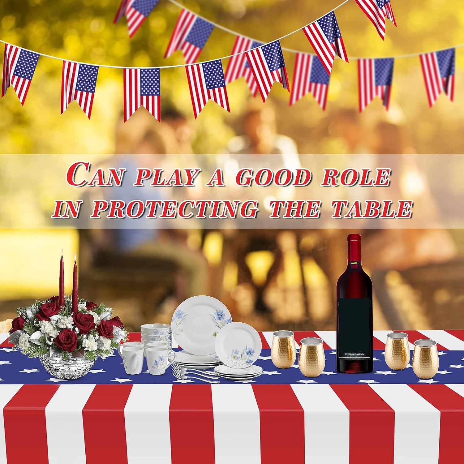 Childom 3 Pack Patriotic Tablecloths 54x108 Inches