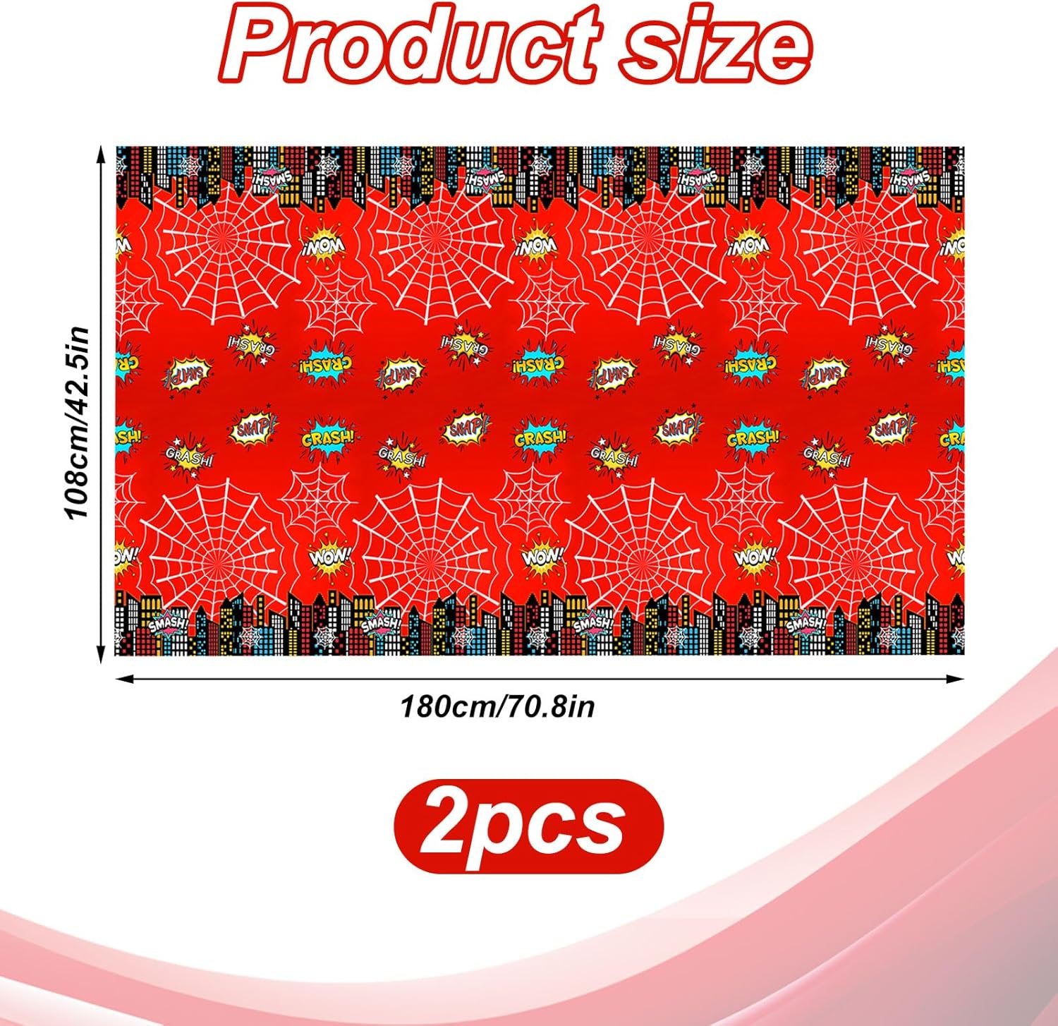 BOXOB 2pcs Spider Theme Party Tablecloth Waterproof Cartoon Table Cover for Boy and Girl