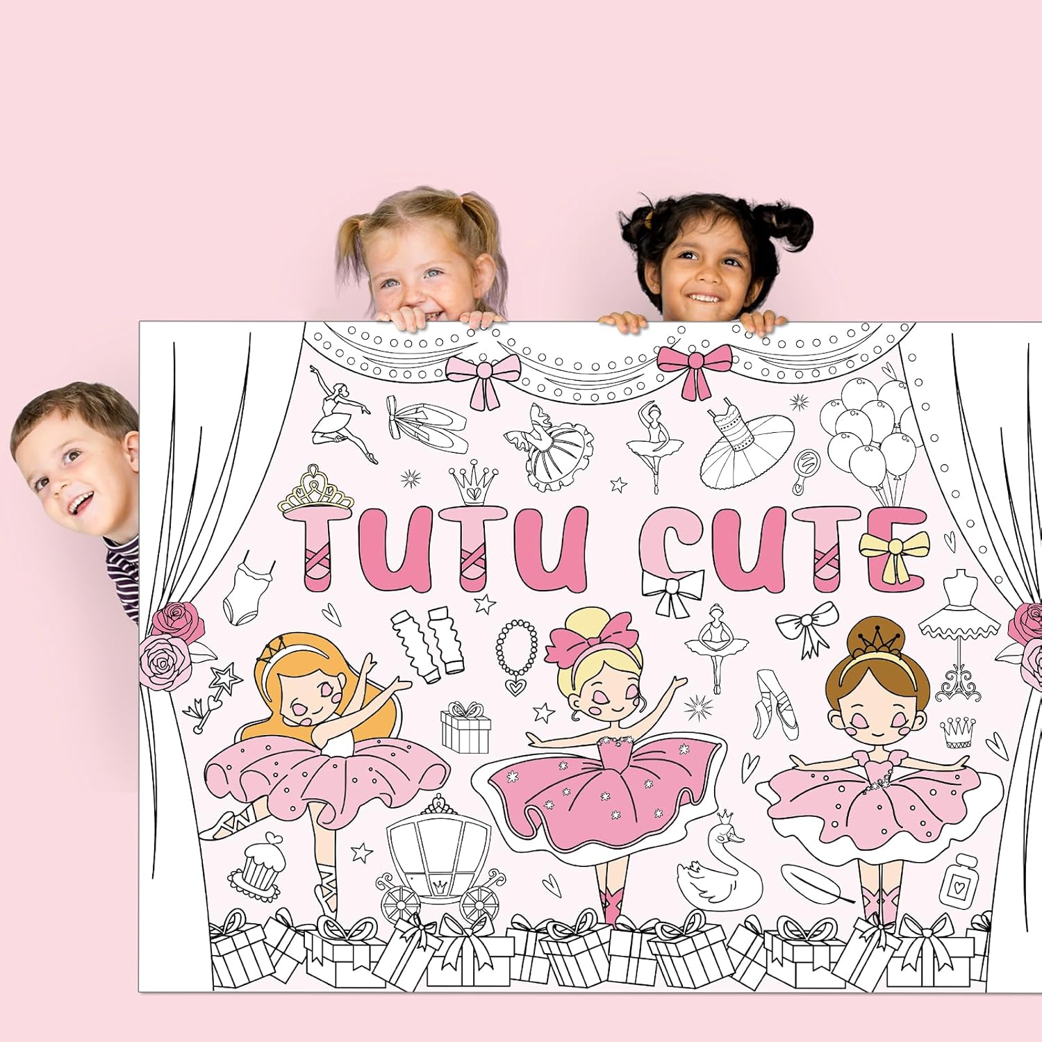 Giant Ballerina Coloring Tablecloth for Kids