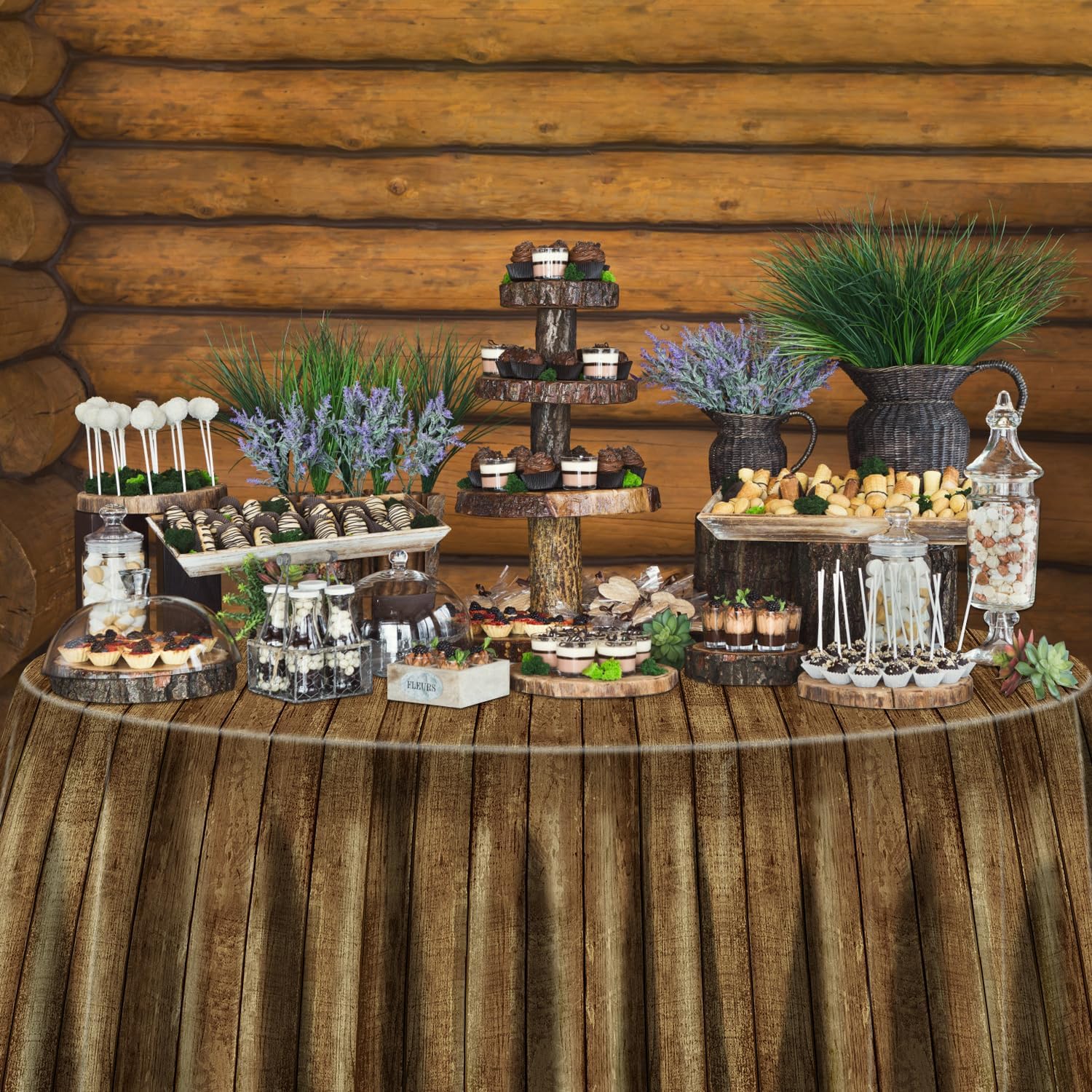 3 Pcs Wood Grain Tablecloths for Western Party Decorations