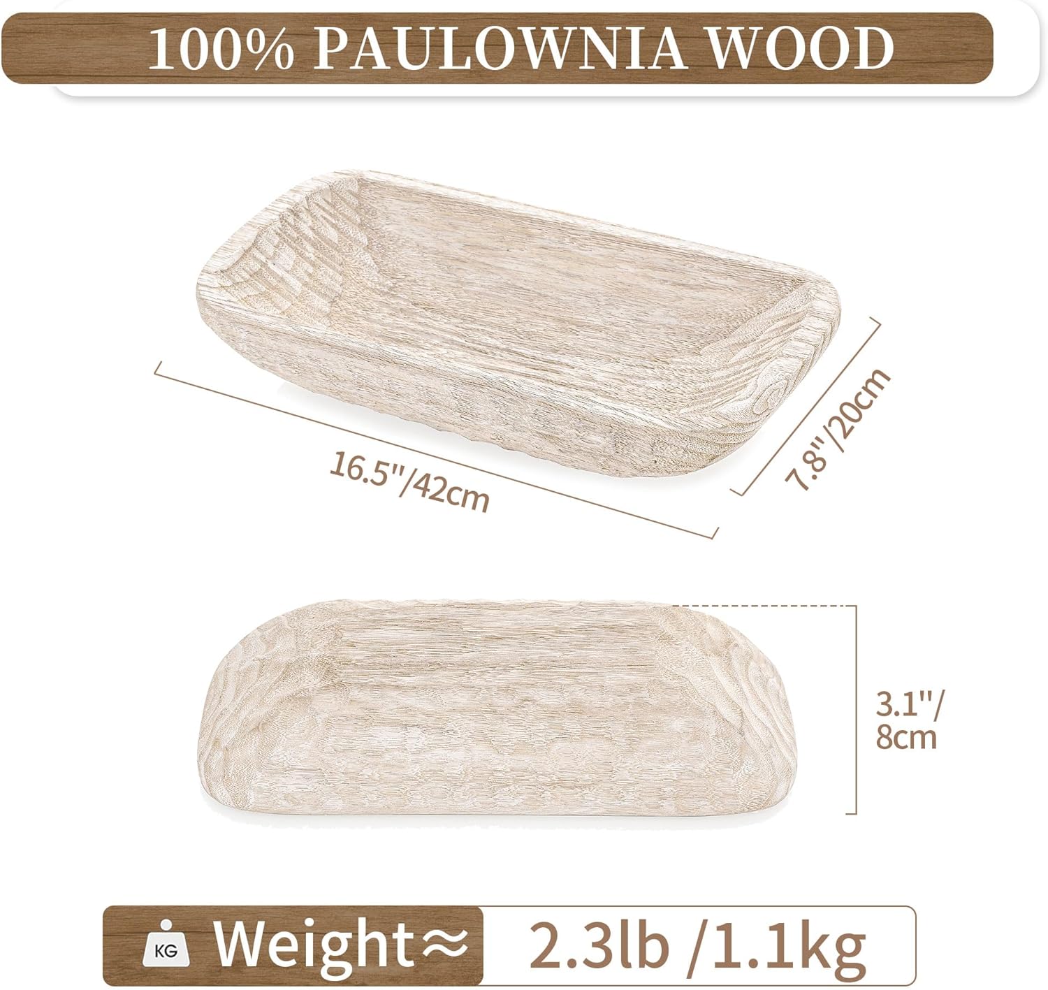 Hanobe Decorative Wood Dough Bowl for Centerpieces
