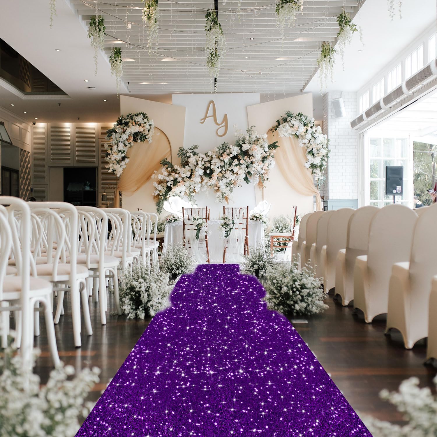 Purple Sequin Carpet Runner for Wedding and Party
