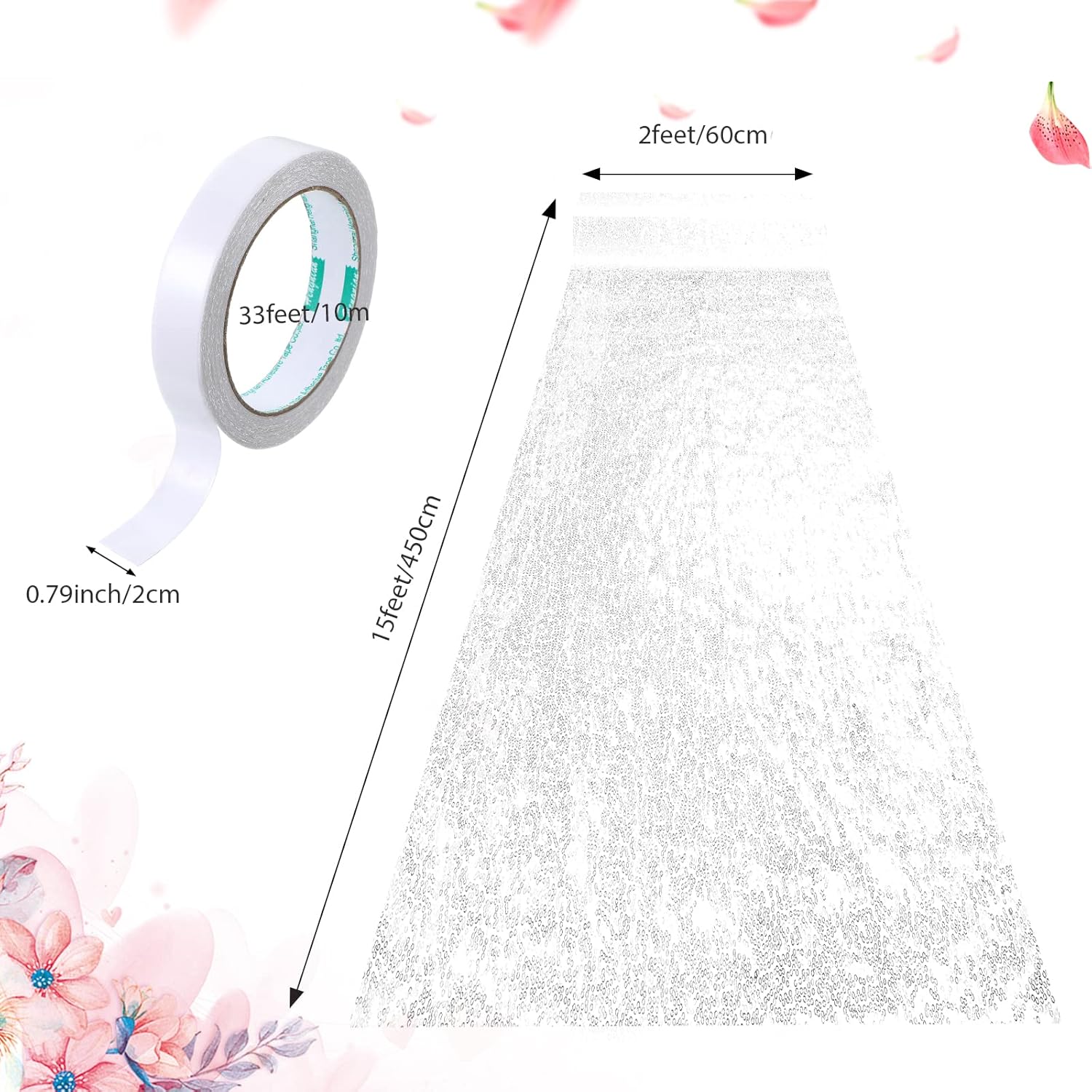 Irenare Glitter Sequin Aisle Runner Rug 2x15 Feet White
