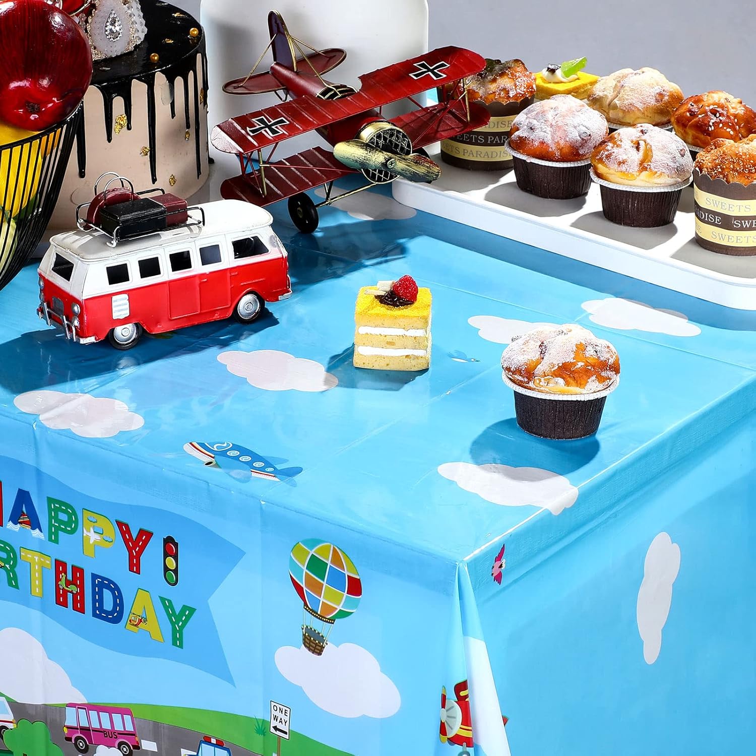 Tegeme 3 Pack Transportation Themed Table Covers