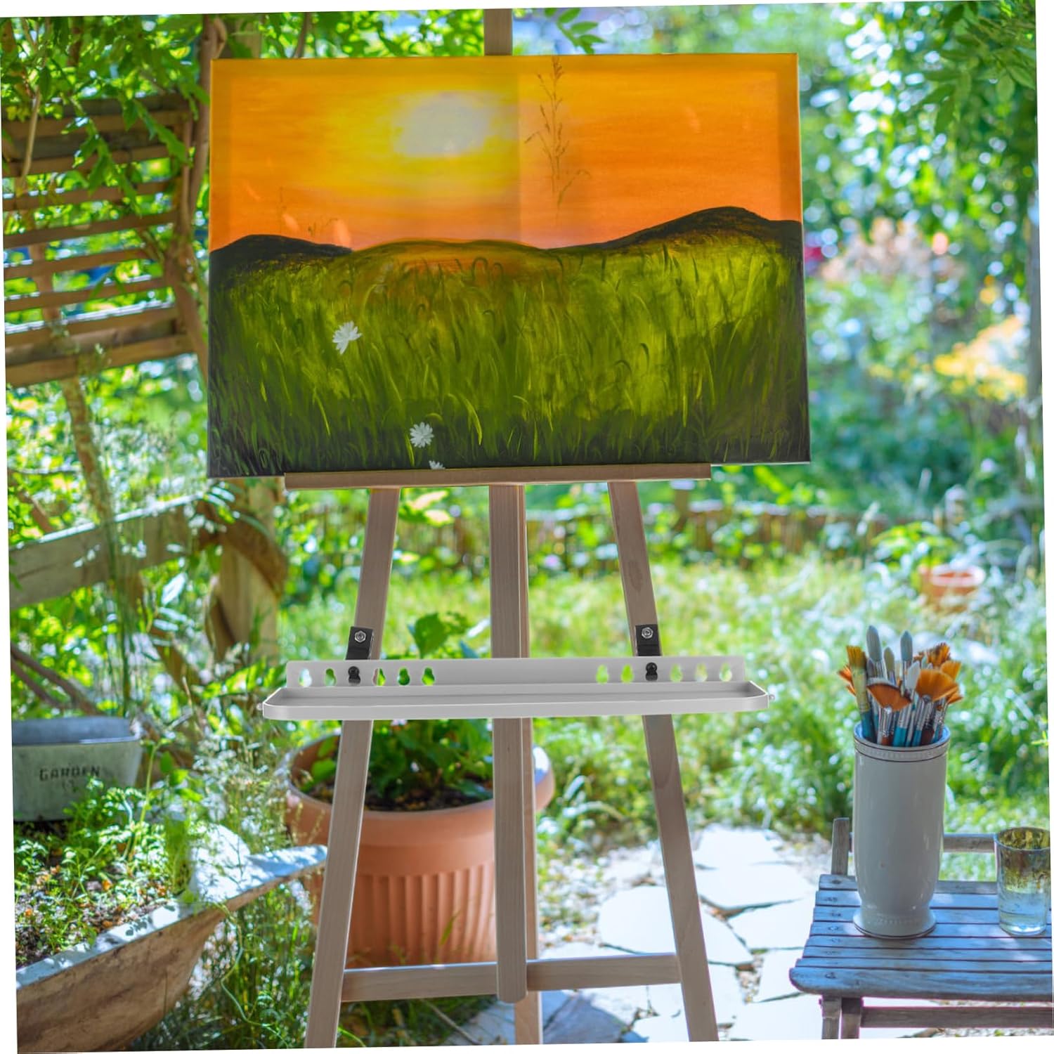 ARTIBETTER Detachable Hand Crank Easel Tray Lightweight Portable Sketch Rack for Outdoor Painting