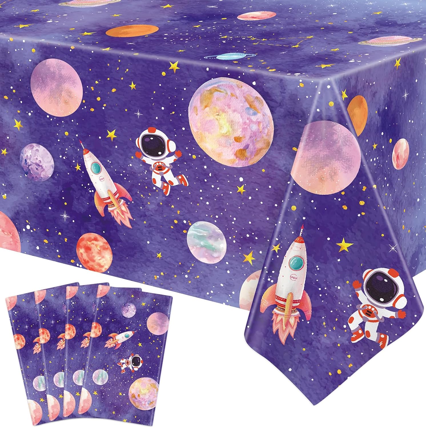 4 Pack Galaxy Tablecloth - Space Theme Decor Cover