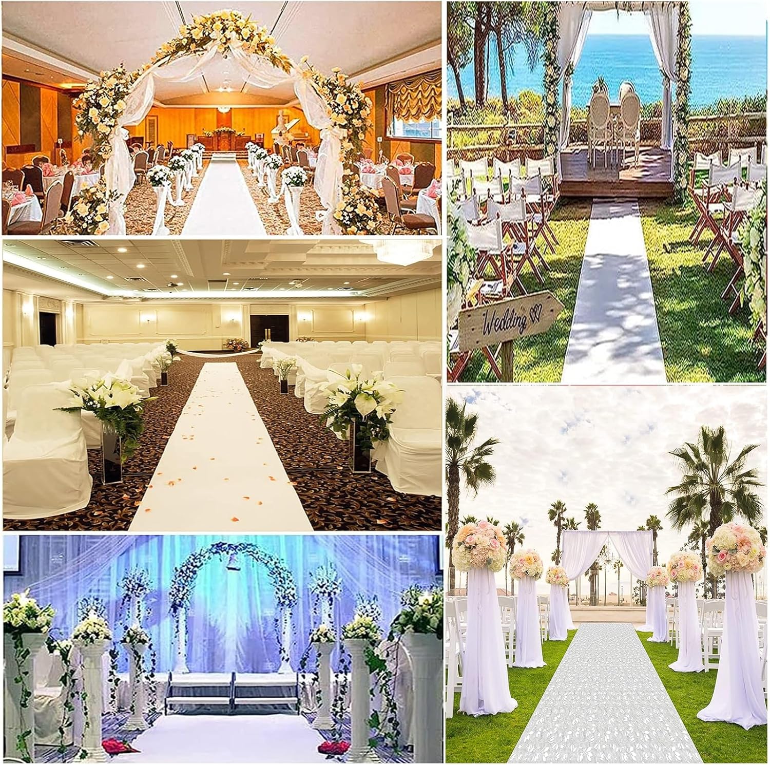 White Wedding Aisle Runner Rug 2mm Thick 1x30m Non-Slip Carpet