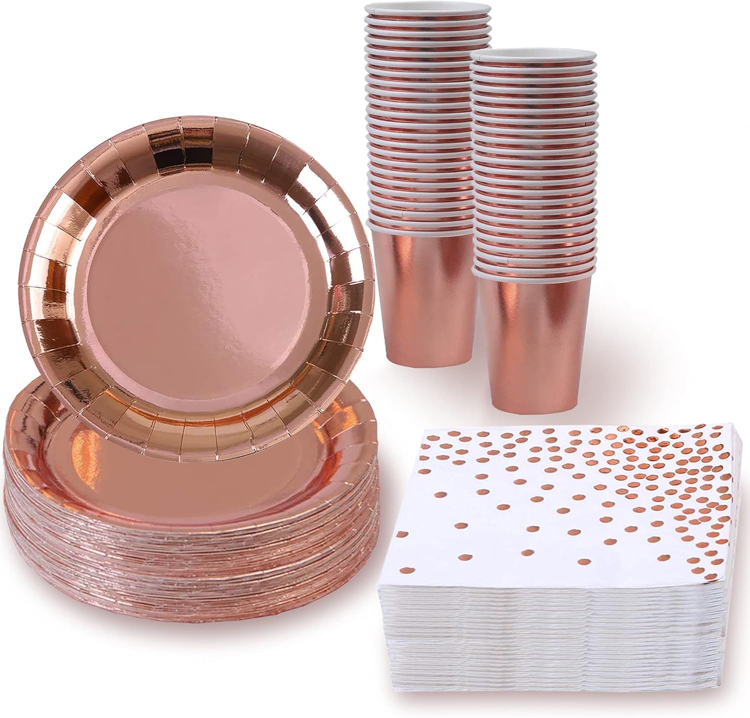 Rose Gold Party Supplies for 50 Guests