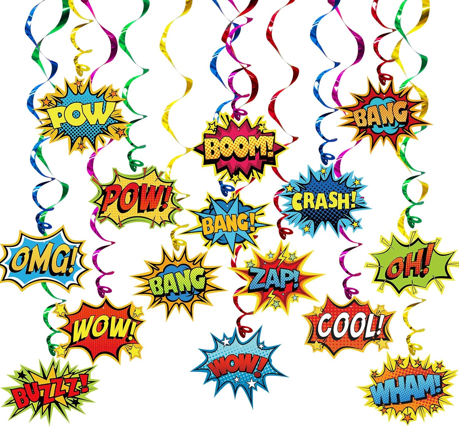 Superhero Party Decor Foil Swirls 30 Pack