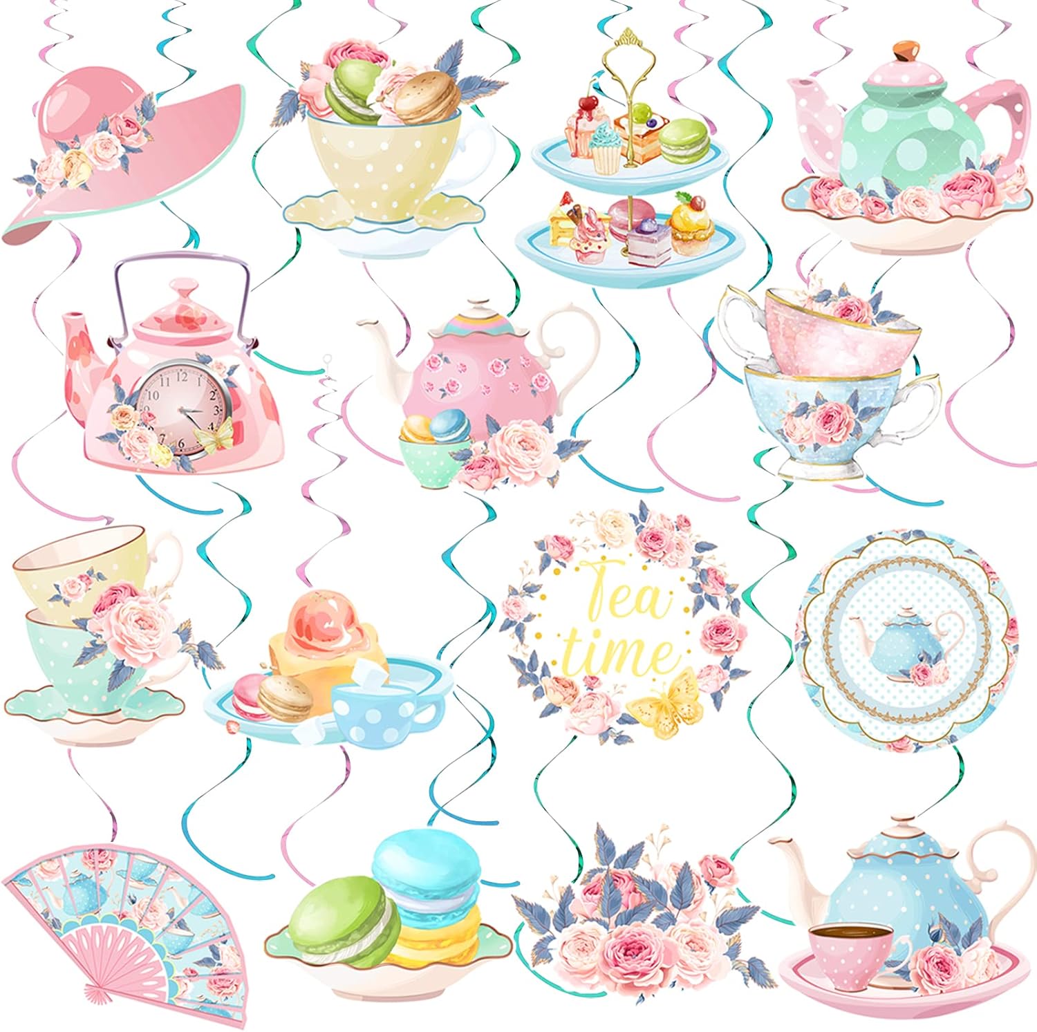 36 Piece Tea Party Hanging Swirl Decor Set