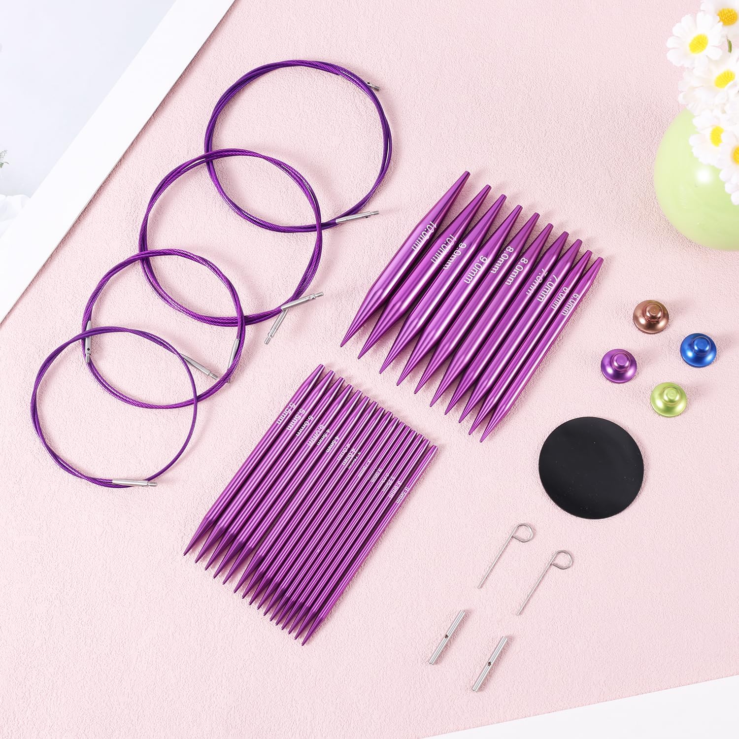 40pcs Interchangeable Circular Knitting Needles Set with Cables and Accessories