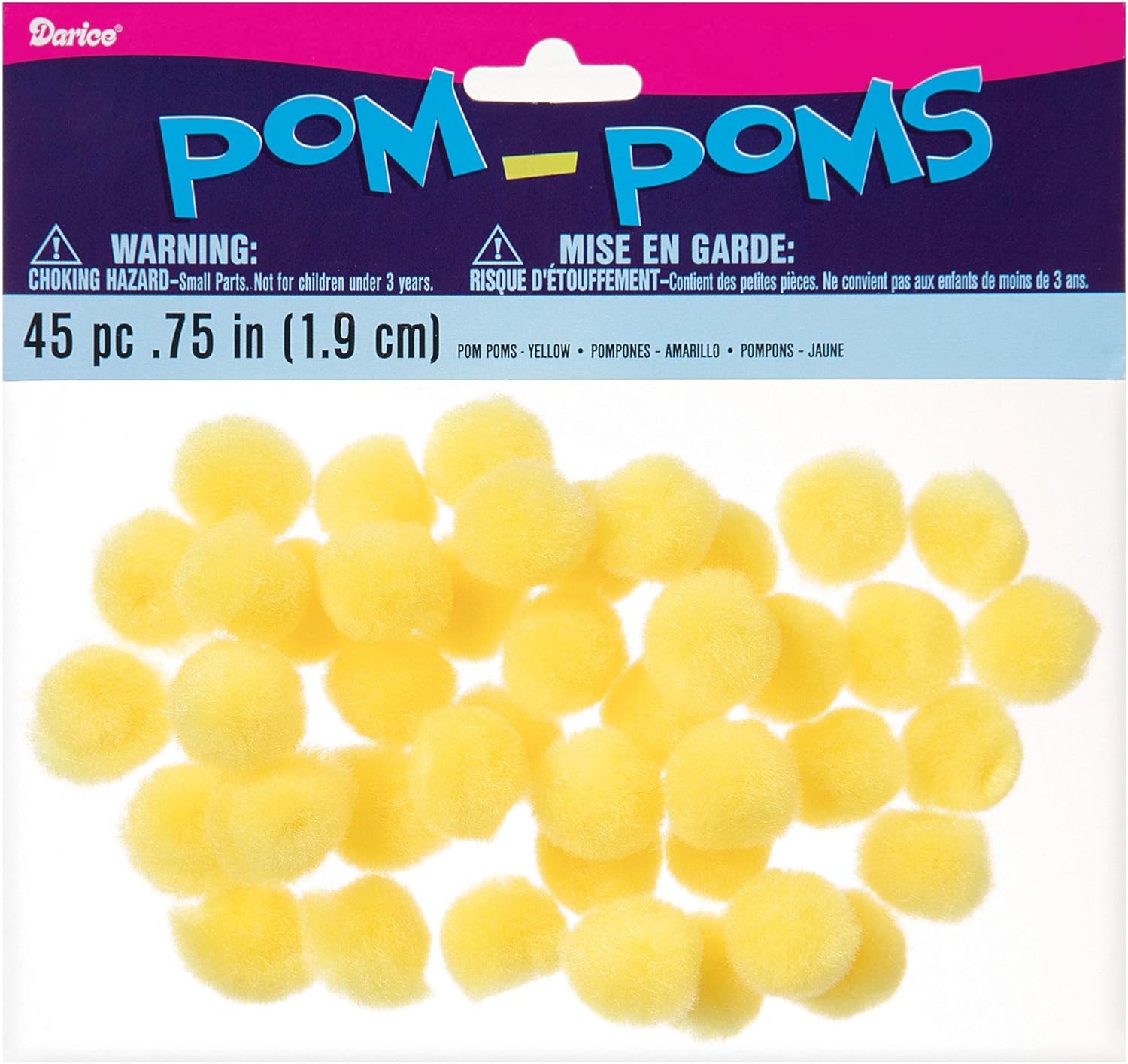 Darice 10176-34 Yellow Acrylic Pom Poms 075 Inch