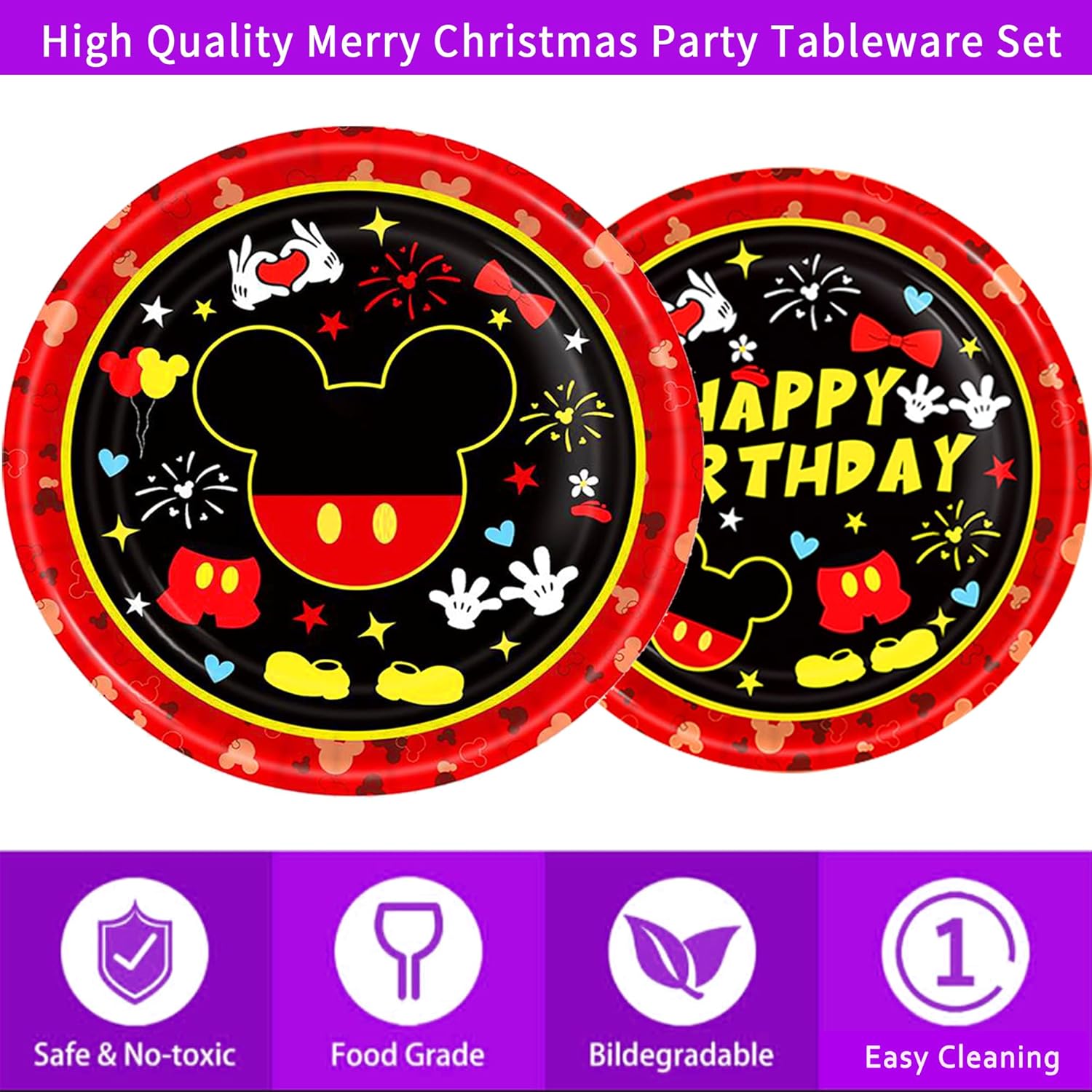 161Pcs Cartoon Mouse Party Decorations Tableware Set