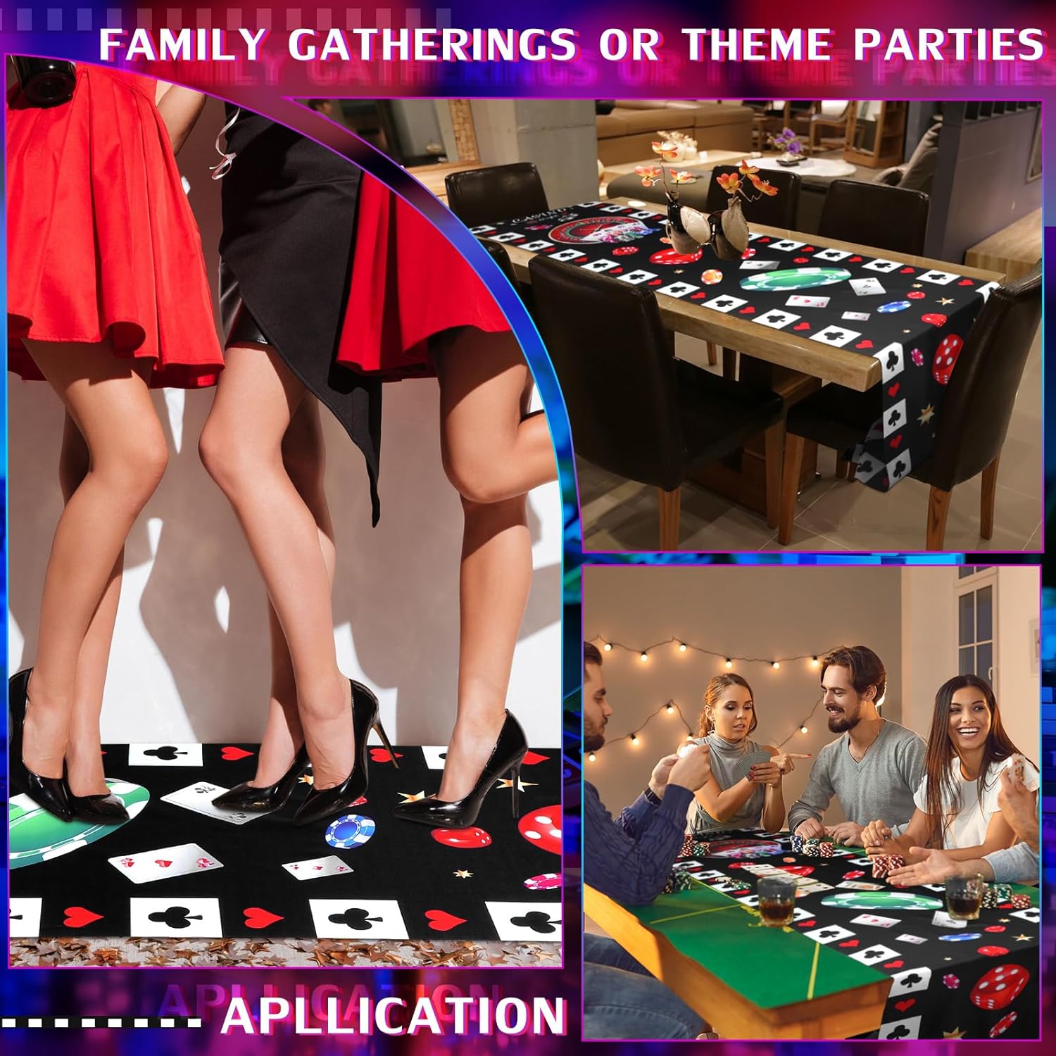 Thyle Casino Red and Black Carpet Runner Rug for Party Aisle