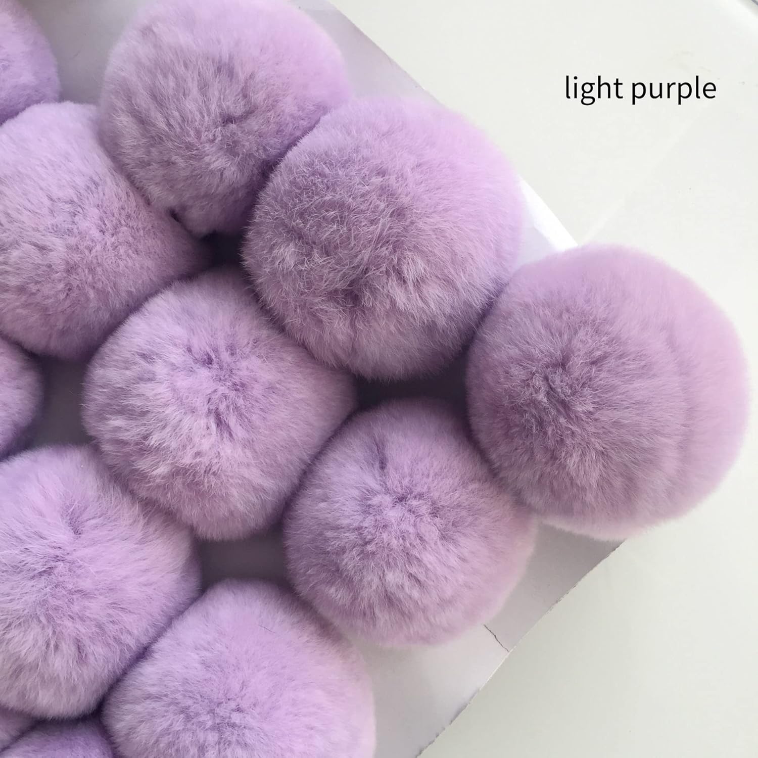 8cm Real Fur Pompons 16pcs Light Grey