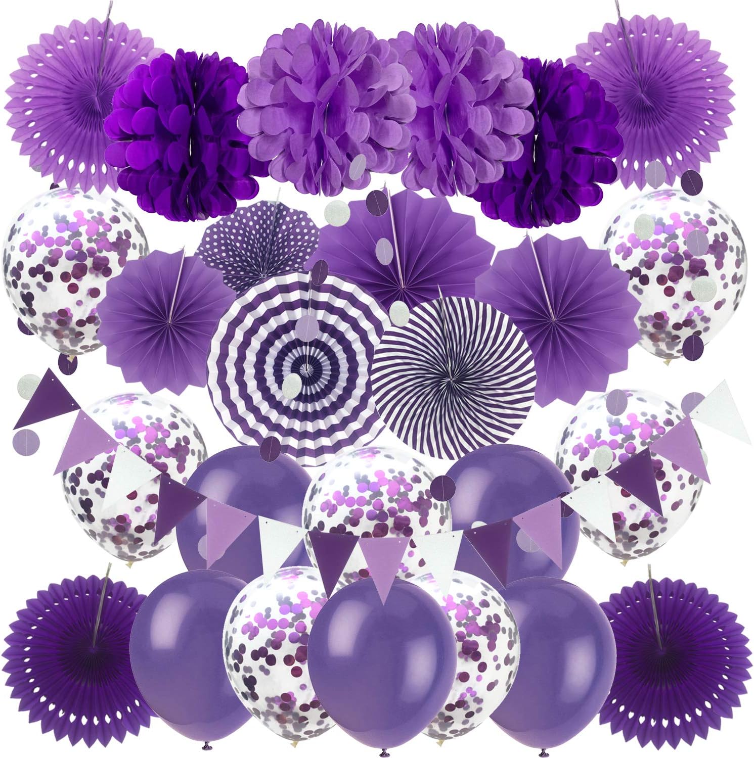 ZERODECO Purple Party Decorations Kit